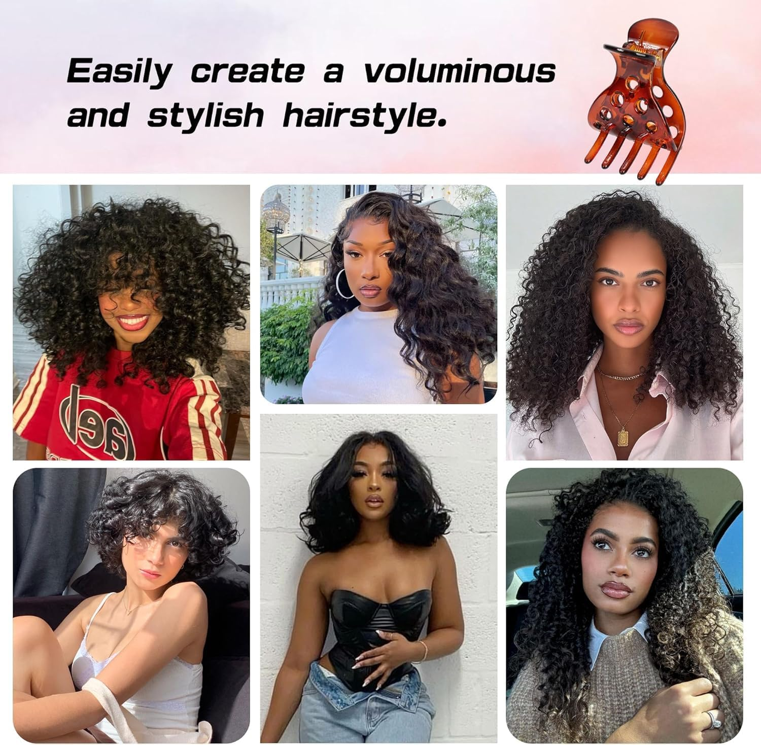 EOMECUIGAO Jaw Clamps Volume Curly Hair Claw 6 PCS Bounce Curl Clip Root Lifting Clips for for Natural Volume Curls image number 3