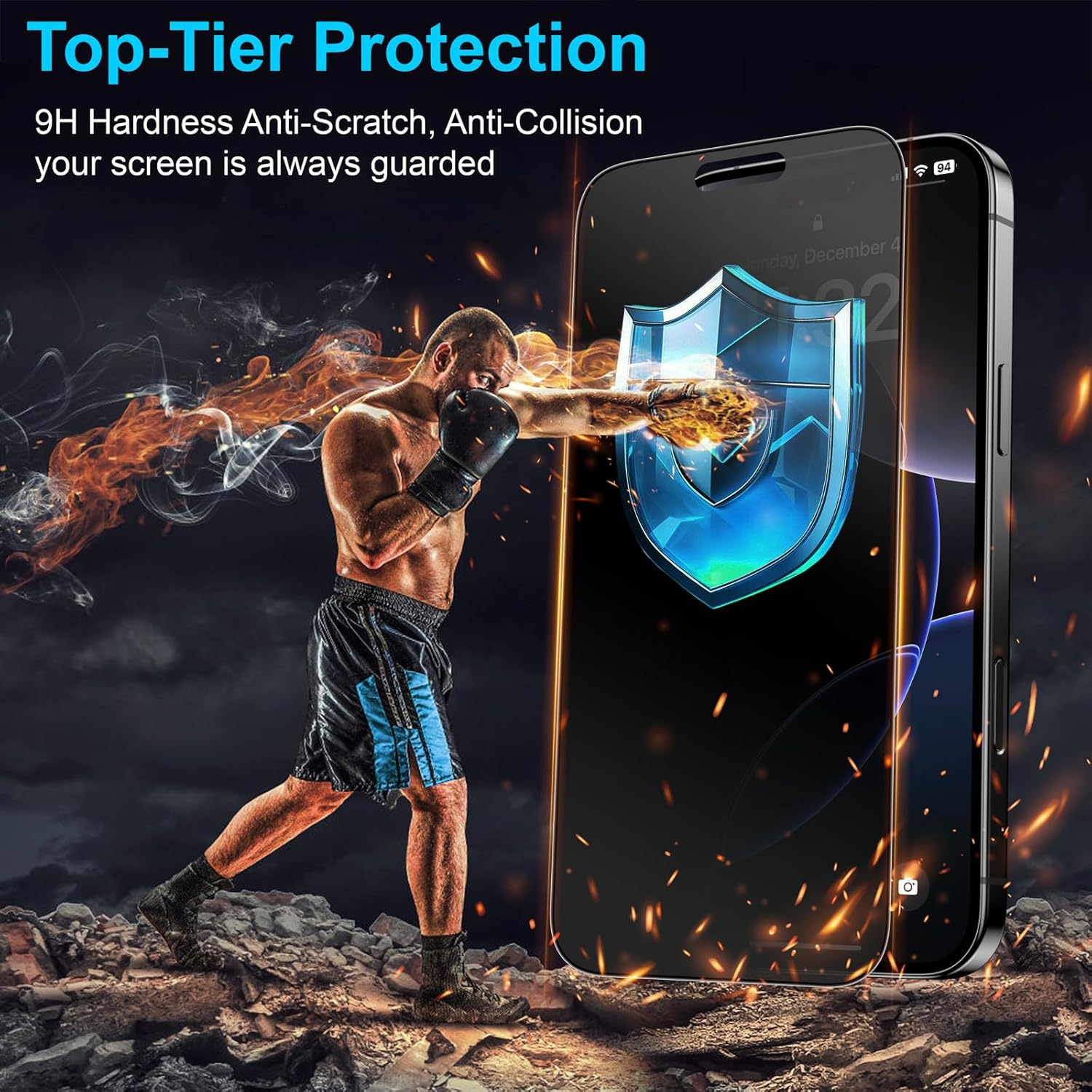 Mothca Matte Privacy Screen for Iphone 16 Pro, Privacy Screen Protector, Anti-Spy Privacy Screen Protector, 9H Protective Glass, Anti-Fingerprint (6.3 Inches, Pack of 2) image number 3