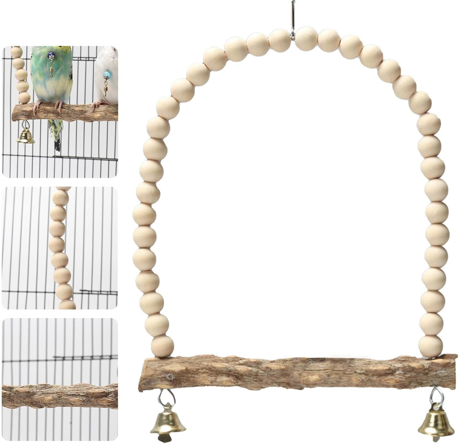 Bird Swings for Parrots, Stand with Bell | Perches for Conures, Parakeet Toys for Cage, Swings for Small Birds Jmedic