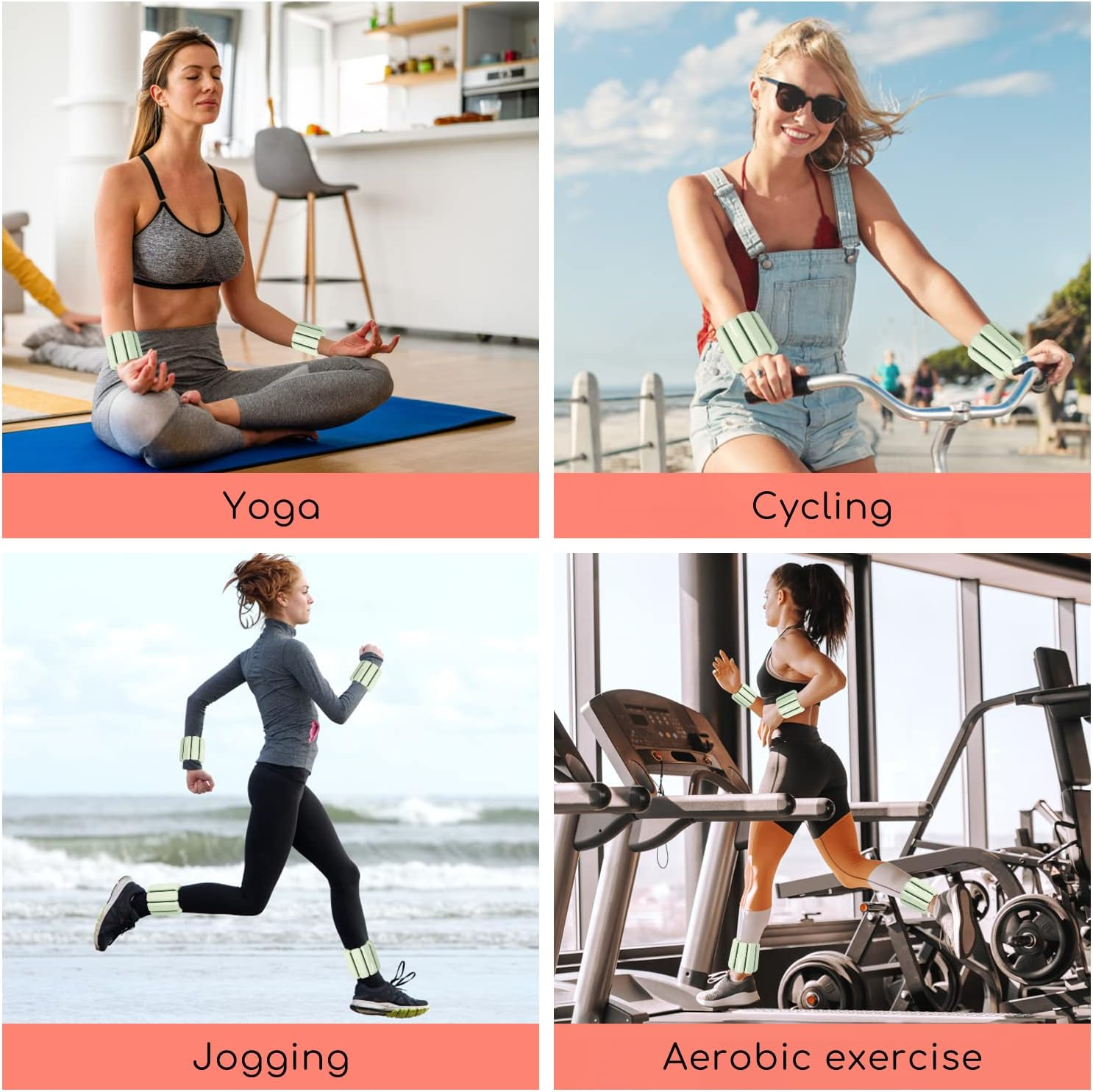 TOPESCT Adjustable Wrist Weights - Set of 2 (1Lb Each) | Wearable Wrist & Ankle Weights Bracelet for Yoga, Dance, Barre, Pilates, Cardio, Aerobics, Walking