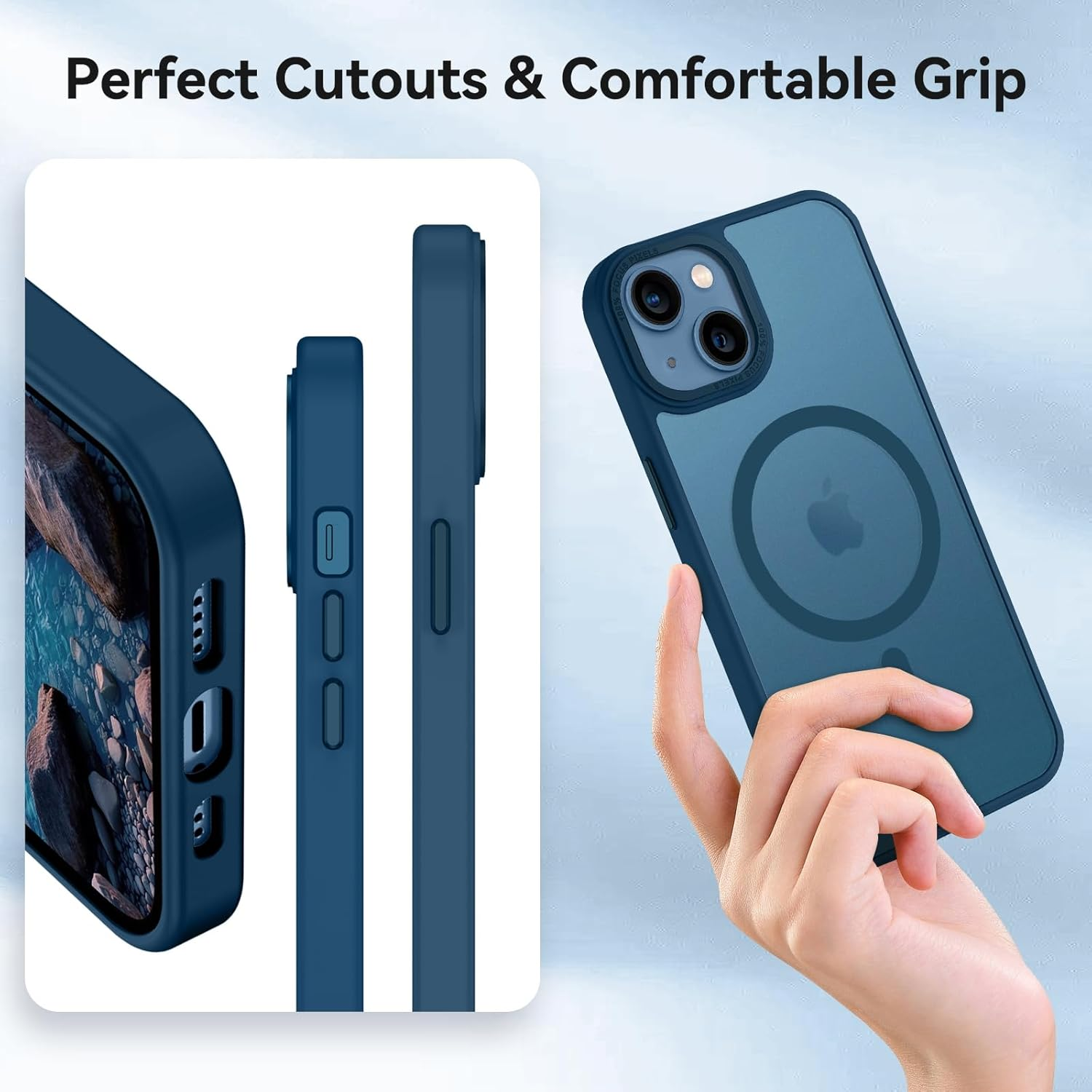 Gaobao for Iphone 13 & Iphone 14 Magnetic Case Cover, [Compatible with Magsafe][Military-Grade Drop Tested] Slim Shockproof Protective Translucent Back Phone Cases for Iphone 13/14 6.1'', Blue