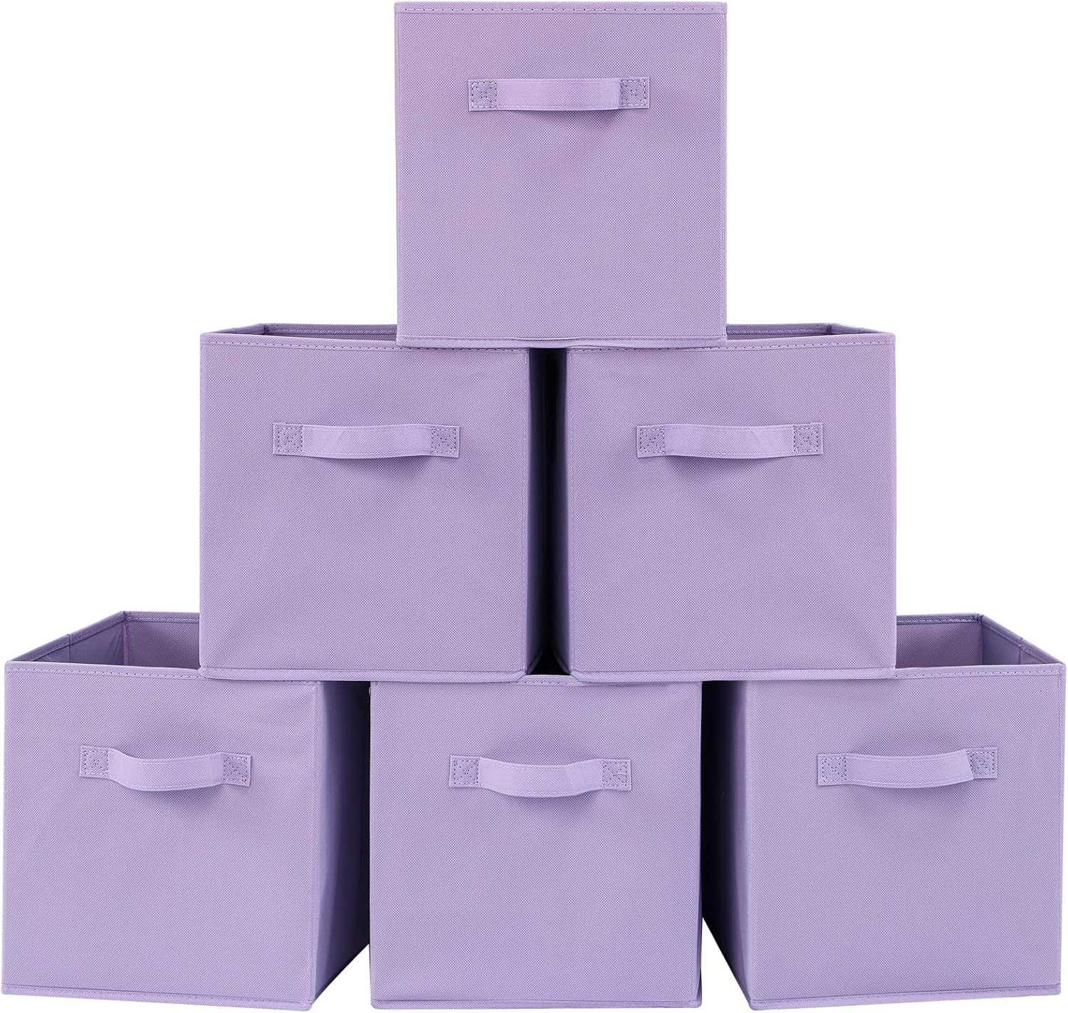 Stero Fabric Storage Bins 6 Pack Fun Colored Durable Storage Cubes with Handles Foldable Cube Baskets for Home, Kids Room, Closet and Toys Organization Purple image number 5