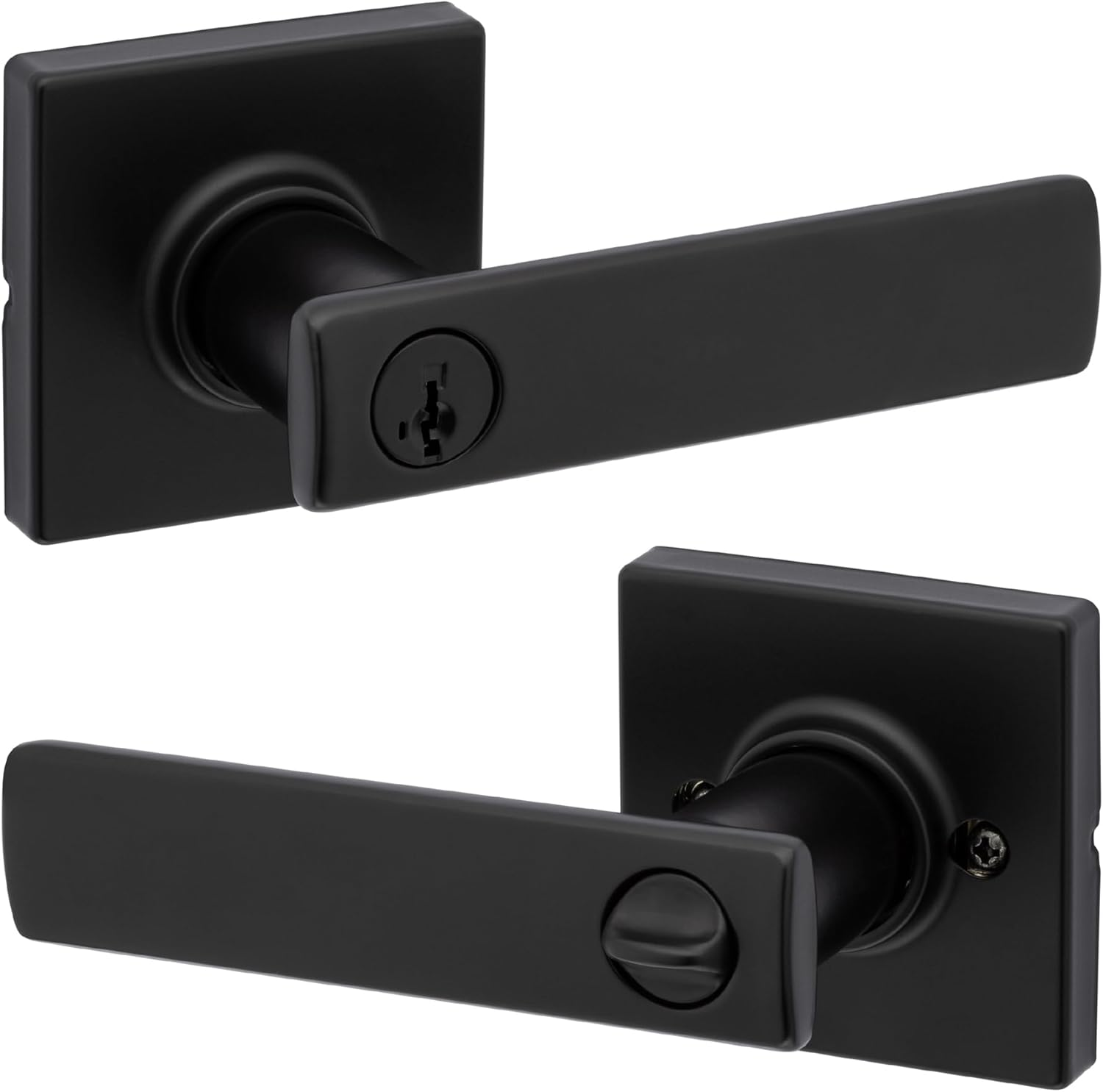 Kwikset Breton Interior Passage Door Handle, Lever for Closet and Hallway Doors, Reversible Non-Locking Handle Lever, Satin Nickel, with Microban Protection