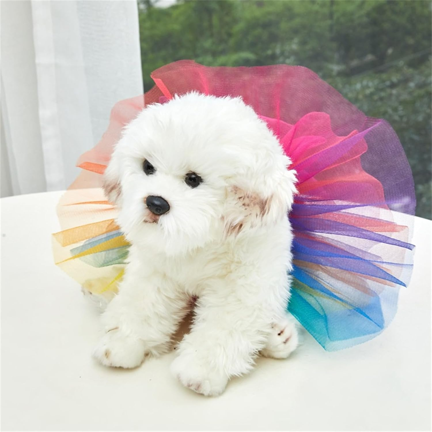 LERTREE Pet Tutu Skirt Lace up Tulle Rainbow Dress for Dog Puppy Cat Party Cosplay Costume (L) image number 5