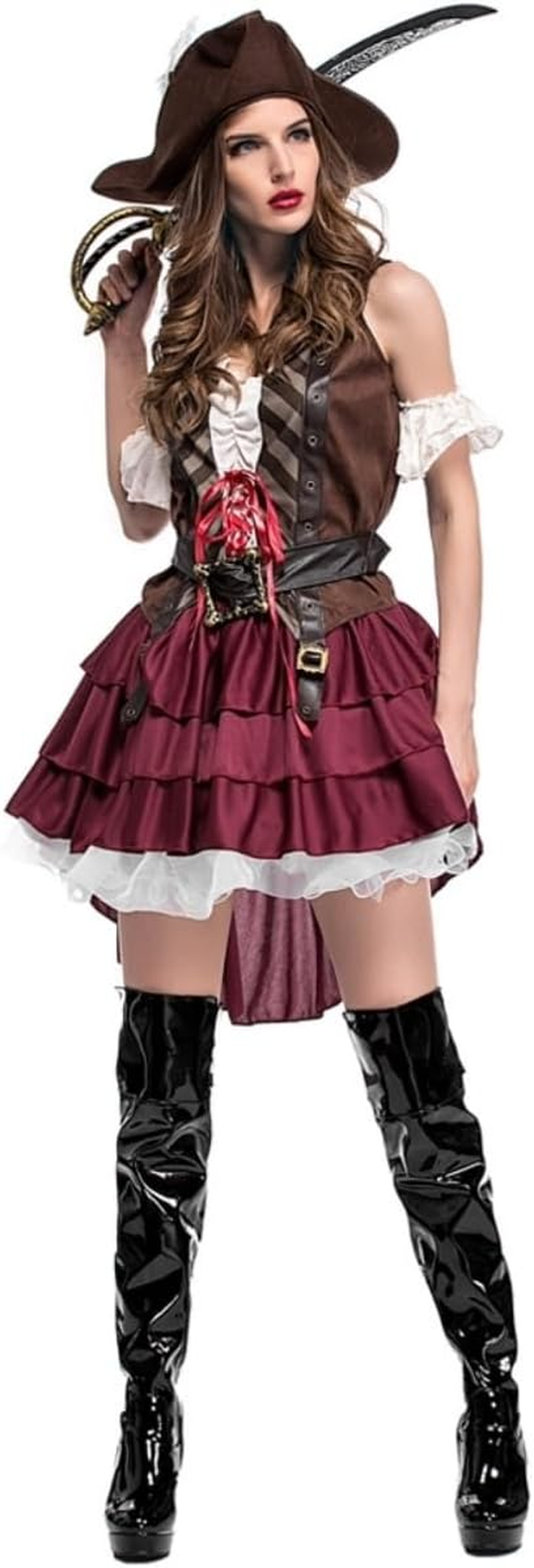 Costume Bay Women'S Sexy Pirate Costume Polyester Adventurous Seas Caribbean Swashbuckler Pirate Outfit Party Halloween Event Masquarade Cold Sultry Dress image number 5