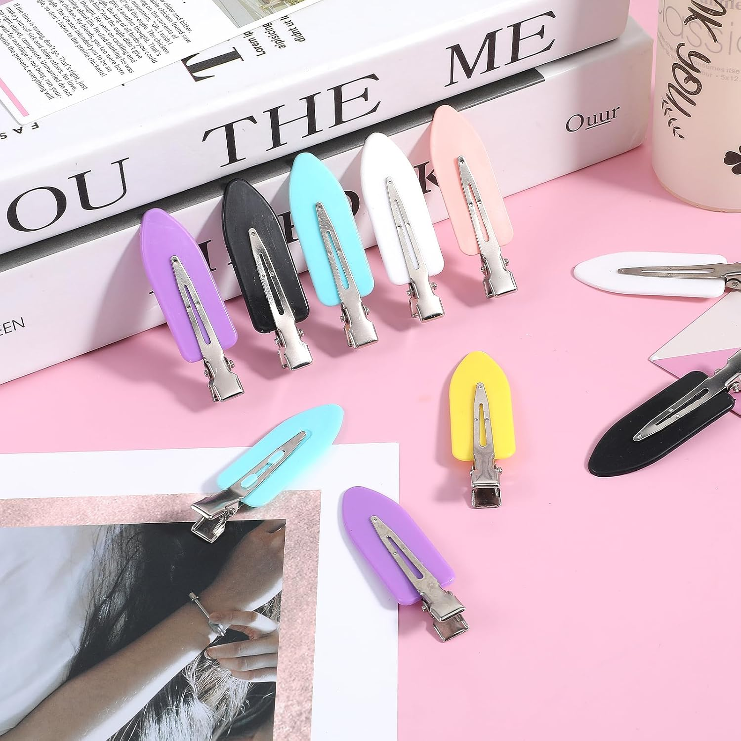 Oruola 12Pcs Bangs Hair Clips,No Bend No Crease Hair Clips,Creaseless Hair Clips for Makeup，Flat Clips for Women and Girls(6 Colors)