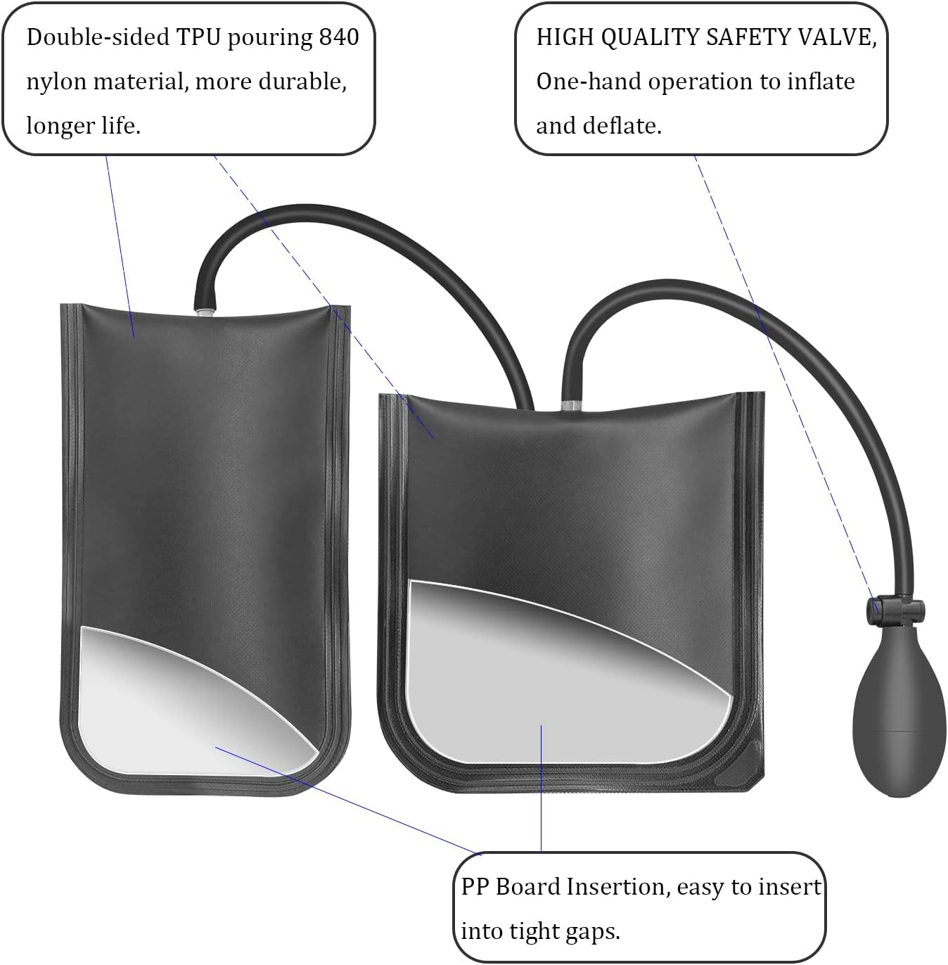 Air Wedge Bag Pump, Inflatable Air Shim with Pry Bars, Professional Leveling Alignment Tool for Car Home Use, Door Window & Furniture Installation image number 4