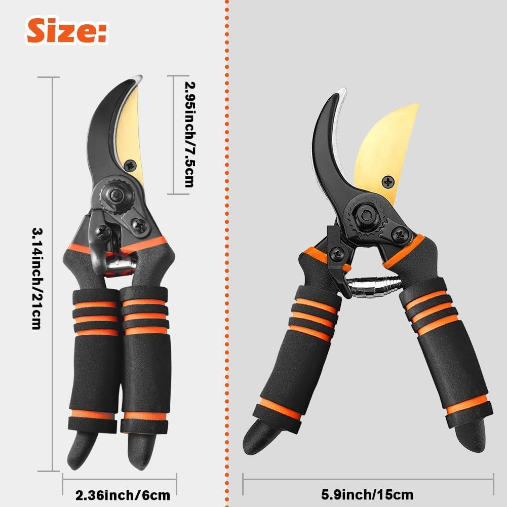 Professional Heavy Duty 8" Bypass Pruning Shears - Comfort Grip Garden Clippers for Trimming Plants, Trees & Hedges image number 3