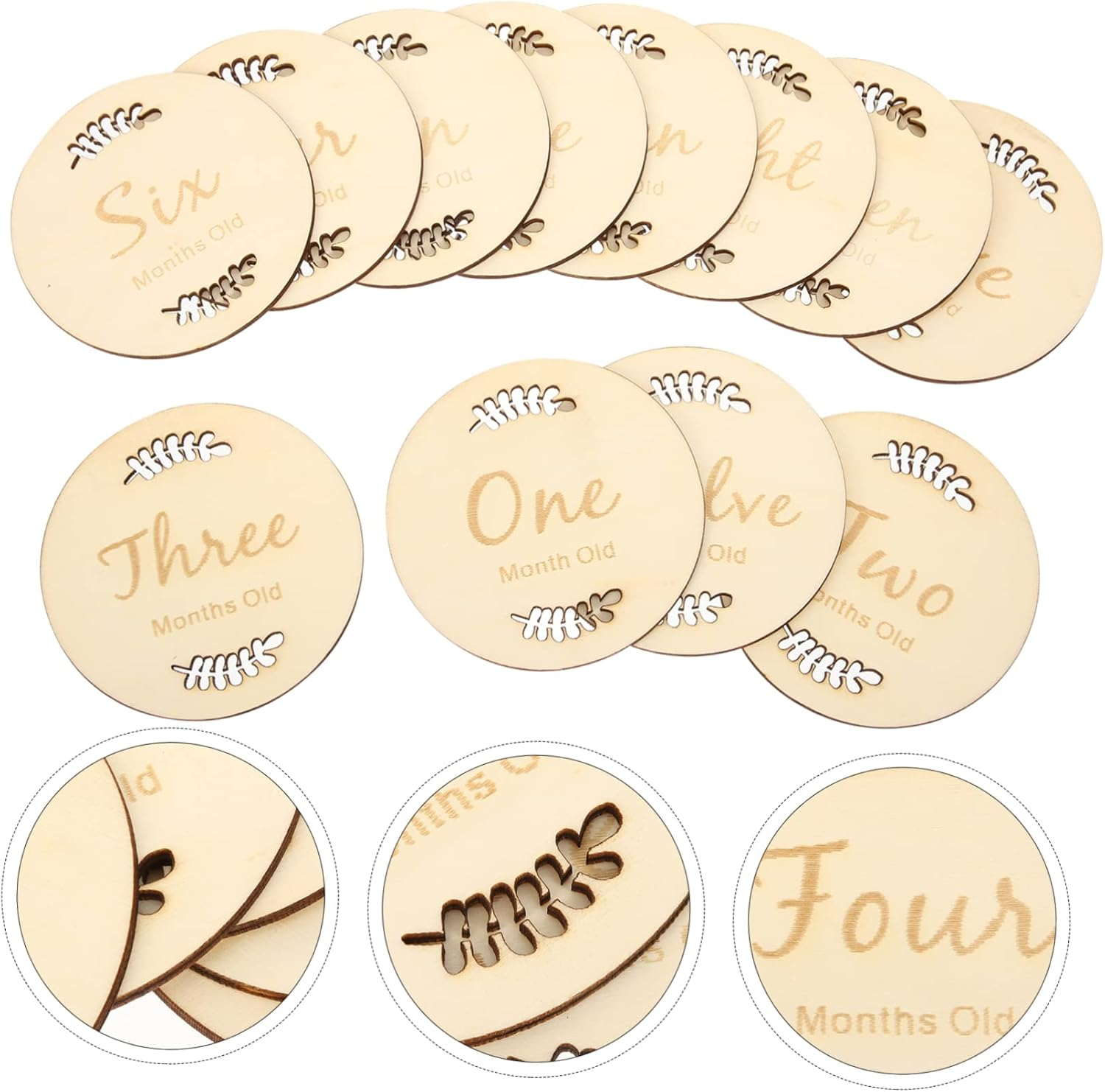Newborn Boy Milestone Cards Birth Anniversary Sign Monthly Milestone Wood Discs image number 1
