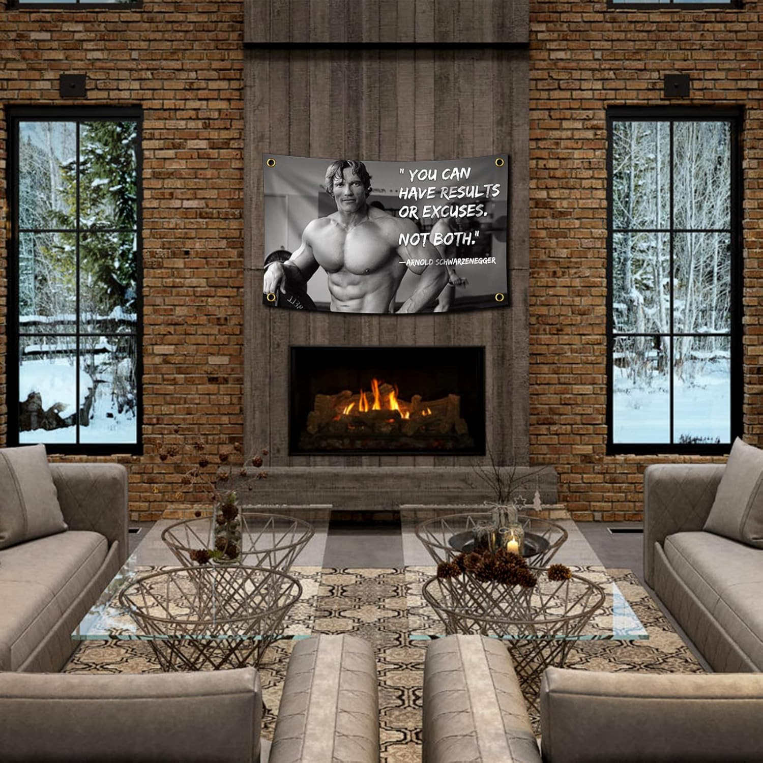Arnold Schwarzenegger You Can Have Results or Excuses. Not Both. 3X5 Feet Flag Inspirational Poster Durable Man Cave Wall Flag with Brass Grommets This Beautiful Entertaining Banner Flag for College - Blue image number 7