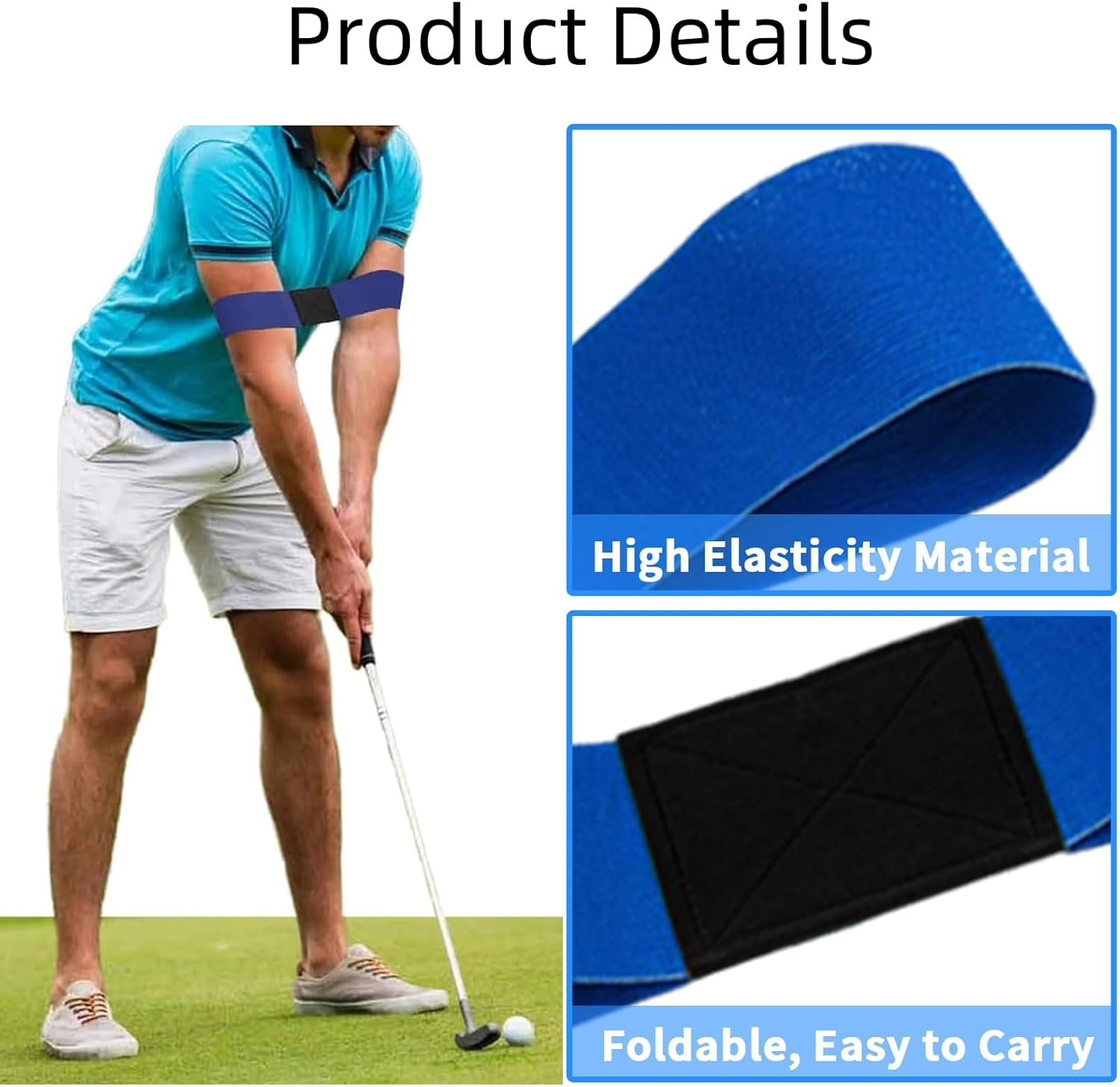 3PCS Golf Swing Trainers, Training Arm Bands Elastic Fabric One-Size-Fits-Most Durable Golf Wrist Grip Training Aid for Swing Improvement Indoor and Outdoor Practice image number 5
