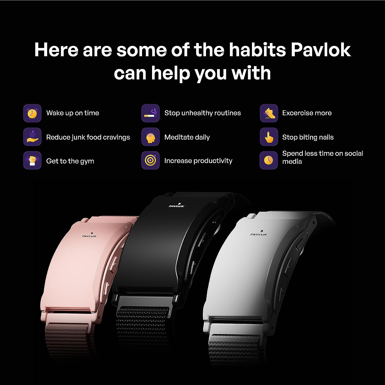 Pavlok 3 : a Mindfulness Coach on Your Wrist + Wearable Vibrating and Silent Alarm for Heavy Sleepers + Habit Trainer (Water Resistant Sports Edition) image number 2