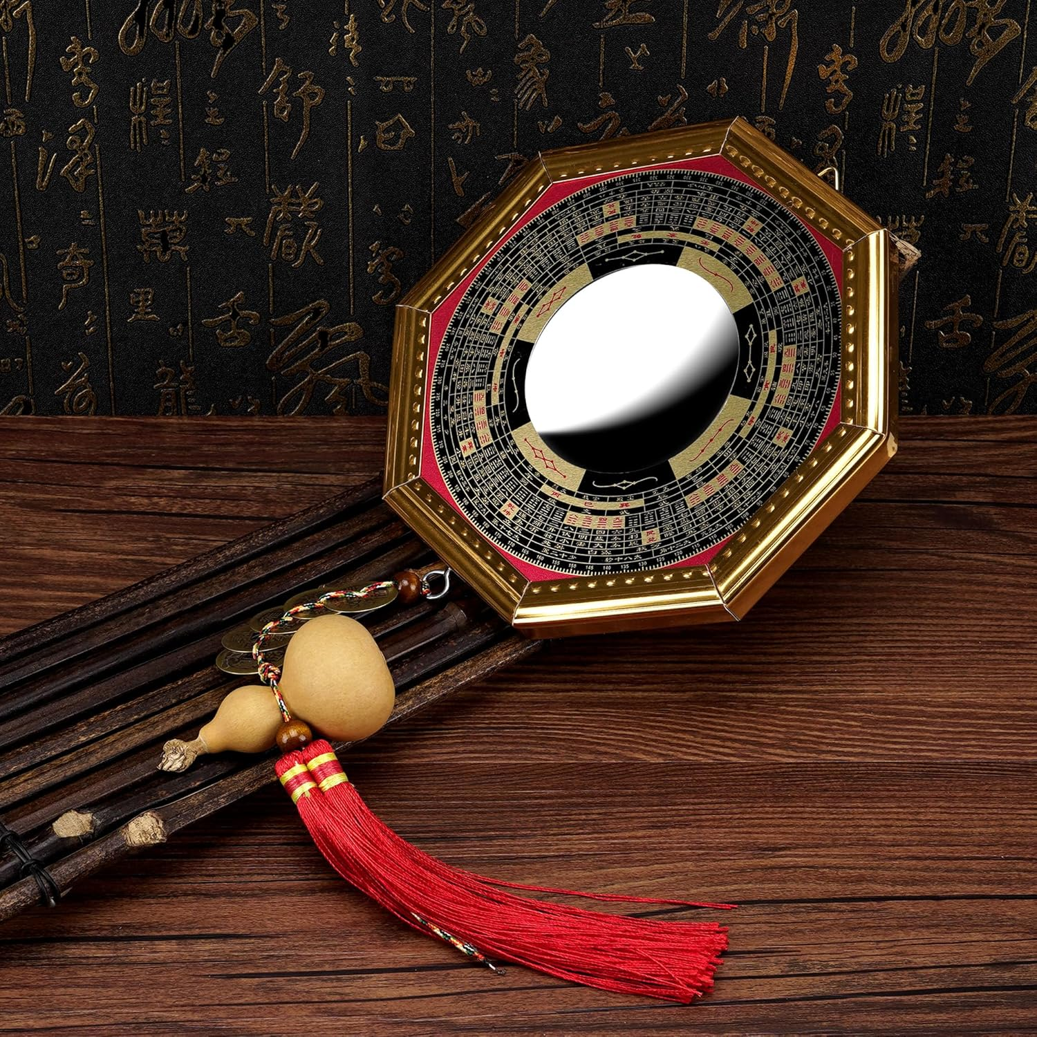 Chiorgone Feng Shui Bagua Mirror - Convex Mirror for Home Decoration, Prosperity & Protection - Yin Yang Wall Hanging Ornament for Good Luck & Safety - Feng Shui Wall Decor Gift image number 1