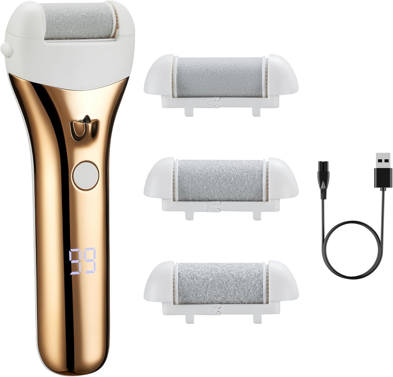 Barberboss Rechargeable Callus Remover, Electric Callus Foot File, Waterproof Kit with 3 Rollers, Dual Speed, USB Charging & LED Display, Pedicure Kit for Cracked Heels and Smooth Feet image number 1