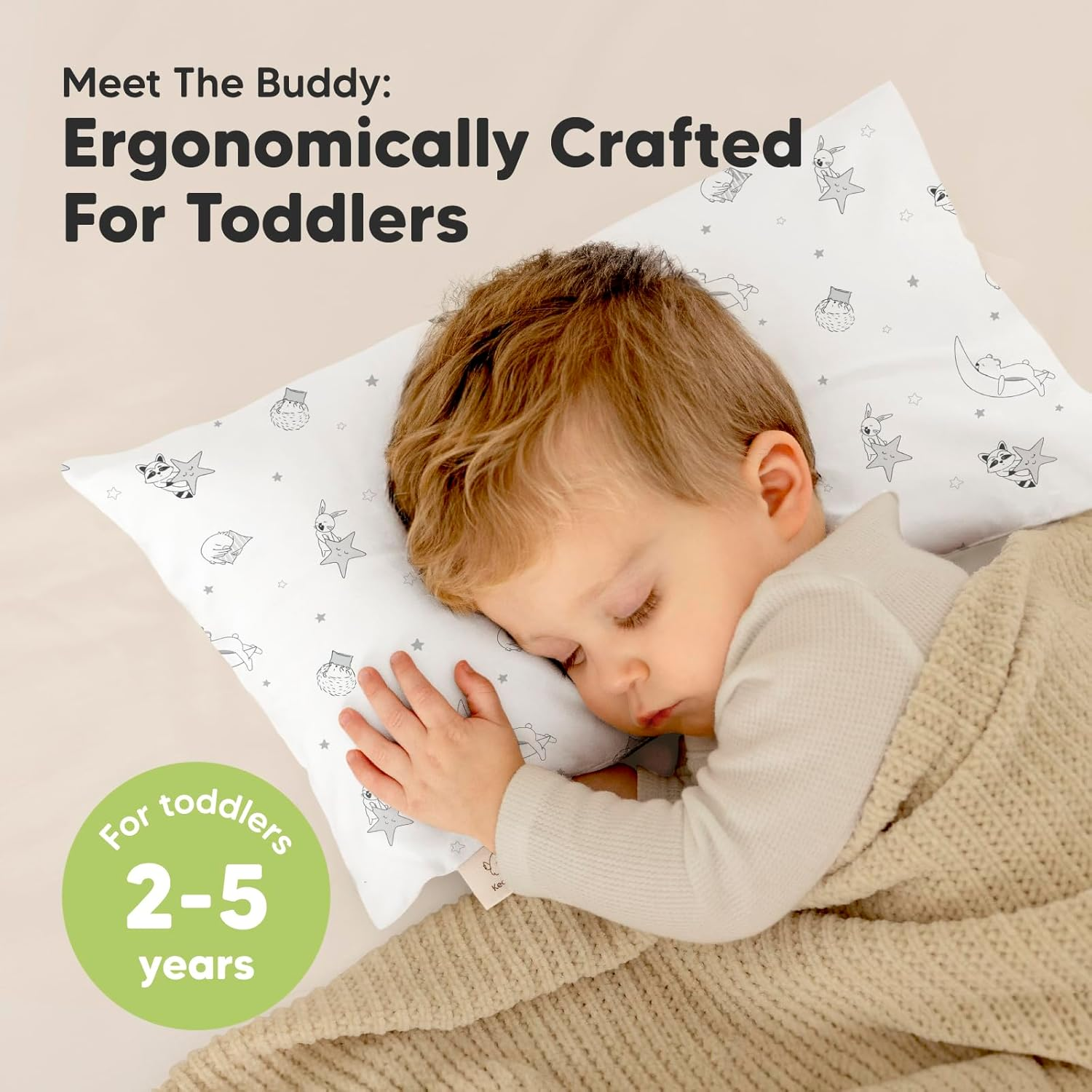 Toddler Pillow with Pillowcase - 25X46 My Little Dreamy Pillow, Organic Toddler Pillows for Sleeping, Kids Pillow, Nursery Small Pillows, Travel Pillows for Sleeping, Toddler Bed Pillows (Slumber) image number 2