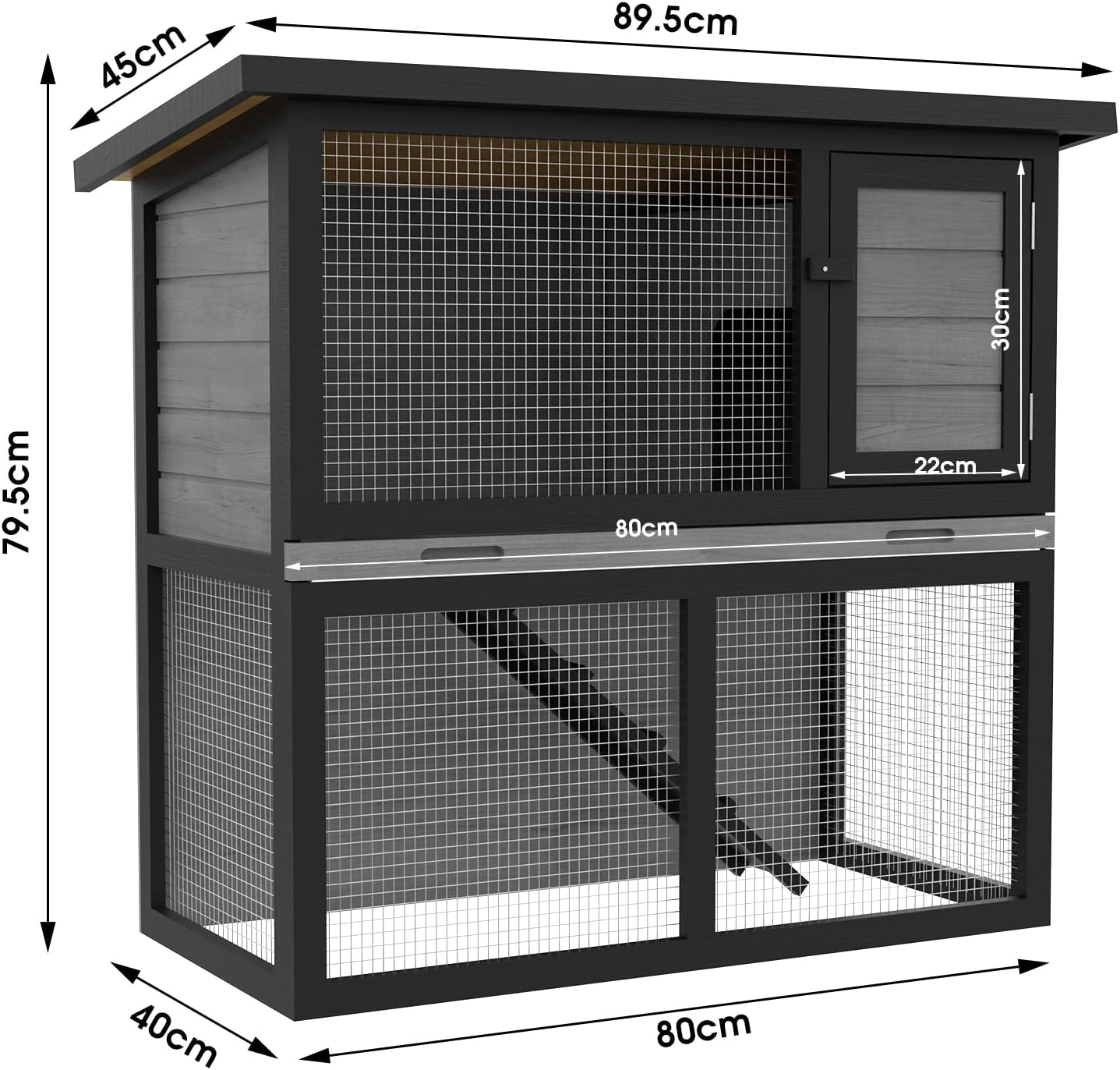 Oppsbuy Rabbit Hutch Bunny Cage for Small Animals Guinea Pig Chicken Coop Rabbit Cage Pet House Run Cage Rabbit Cage Wooden 89.5X45X79.5Cm Slide Out Tray image number 2
