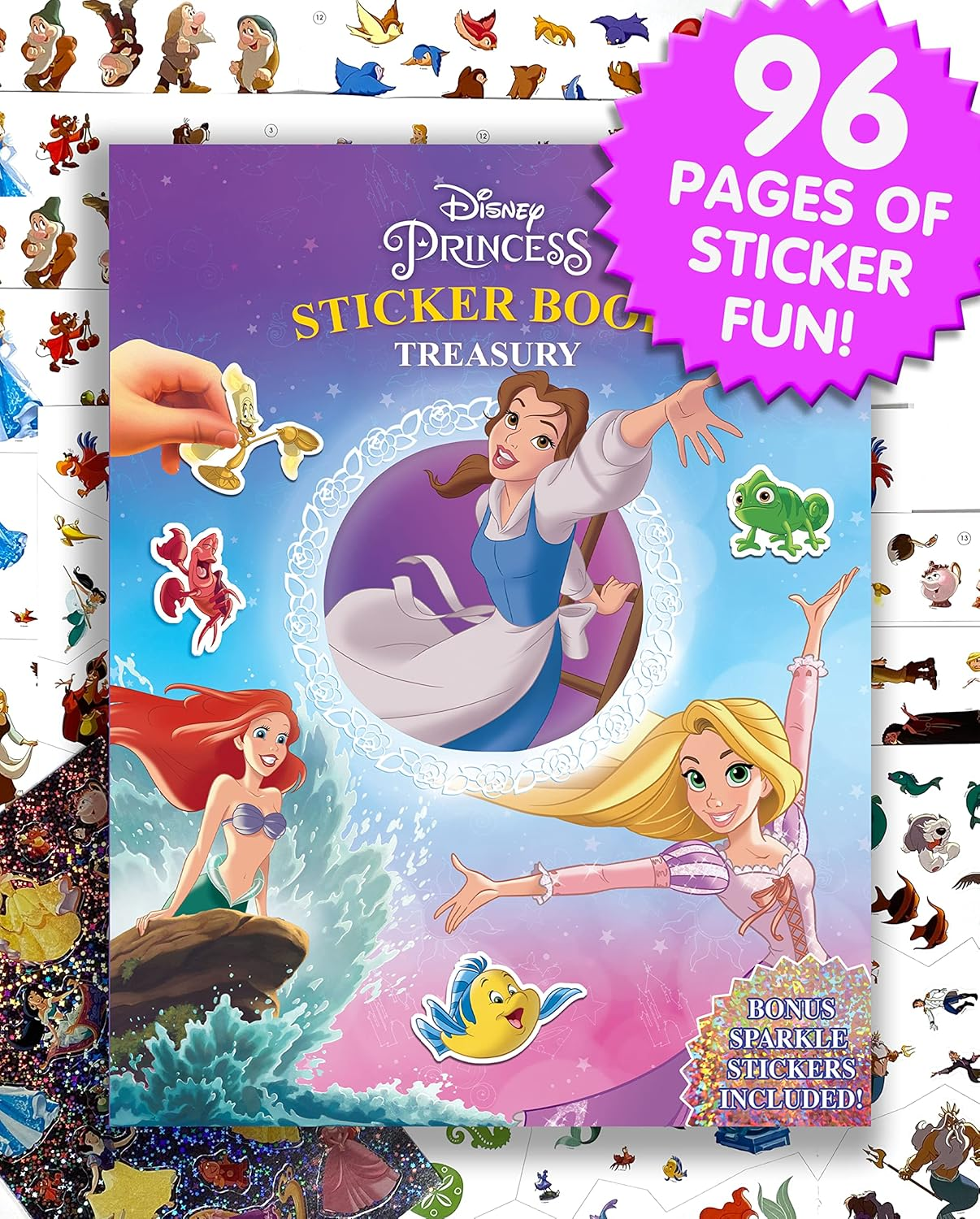 Disney Princess Sticker Book Treasury - Activity Books for Kids, 350 Reusable Stickers, 96 Pages of Fun image number 3