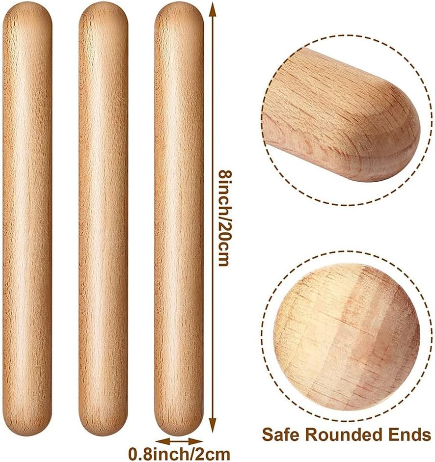 20 Pieces 8 Inch Kids Rhythm Sticks - Music Lummi Classical Wood Claves Musical Percussion Instrument image number 1