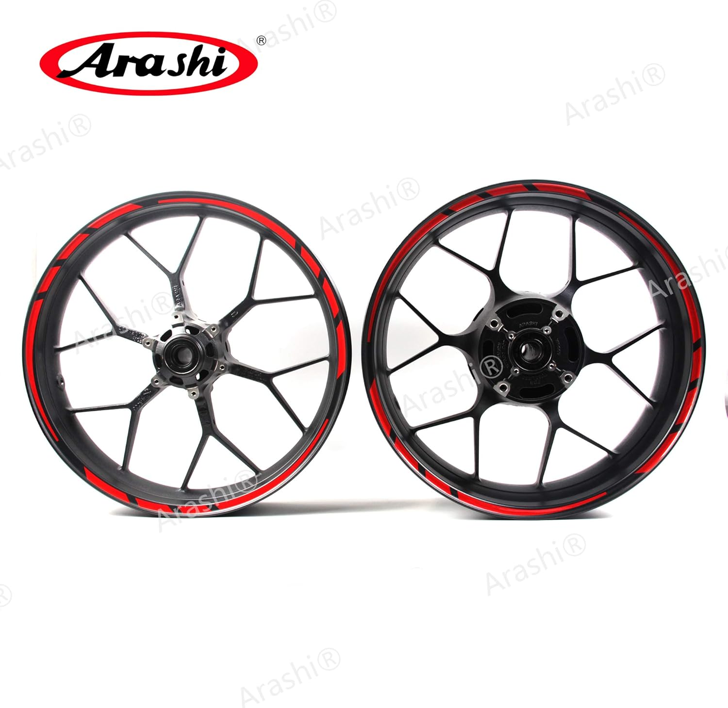 Arashi Red Wheel Rim Tapes Sticker Decal for 17" Motorcycle or Car Wheel Rims CBR1000RR CBR600RR CBR650R MT07 MT09 Daytona 675 Monster Ninja 400 250R 300 GSXR 600 750 1000 YZF R1 R6 S1000RR ZX6R ZX10R