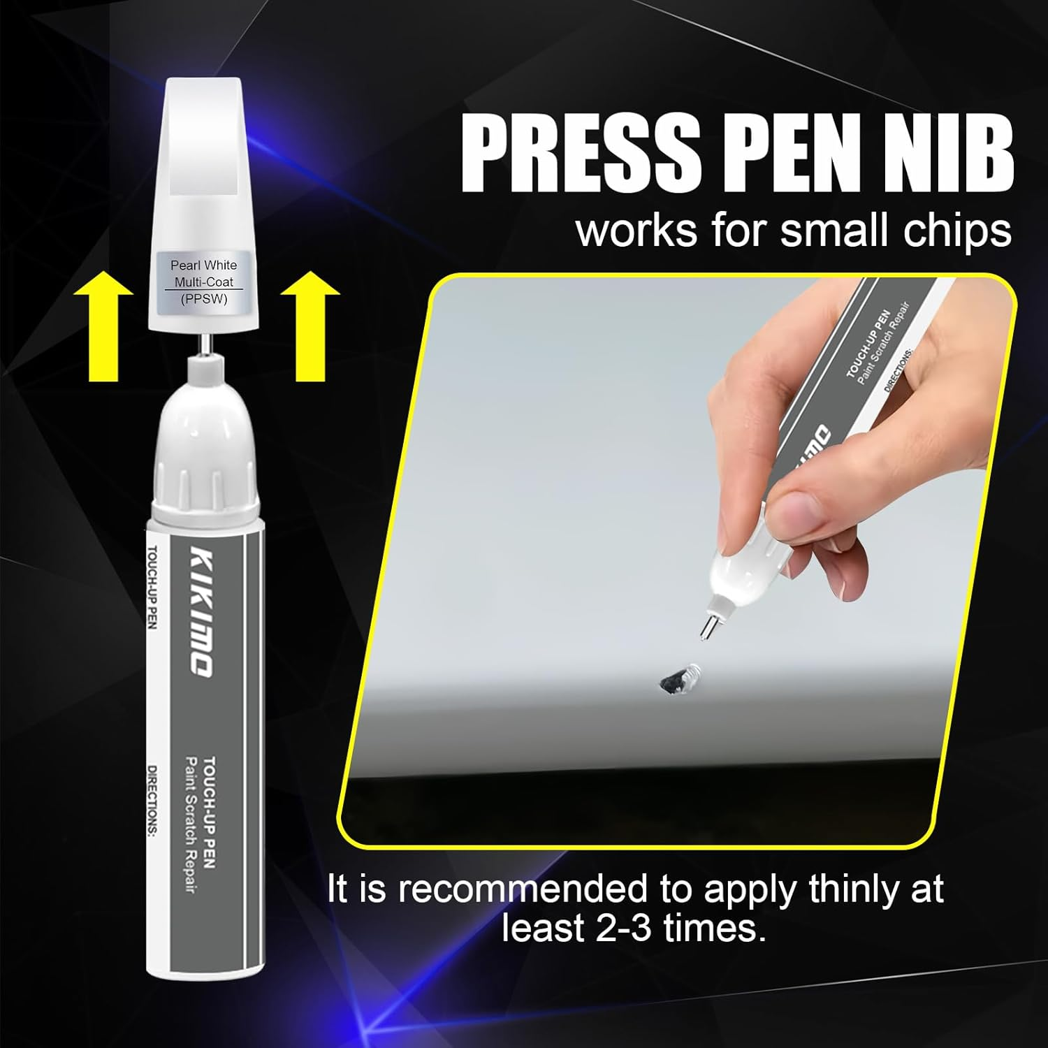 KIKIMO for Tesla Touch up Paint(Pearl White Multi-Coat(Ppsw)), Car Paint Repair Kit for Tesla Model Y/3/S/X, 2 in 1 Scratches Repair with Pen Tip and Brush, Color-Matched for Quick & Easy Fix - Red Multi-Coat(Ppmr) image number 7