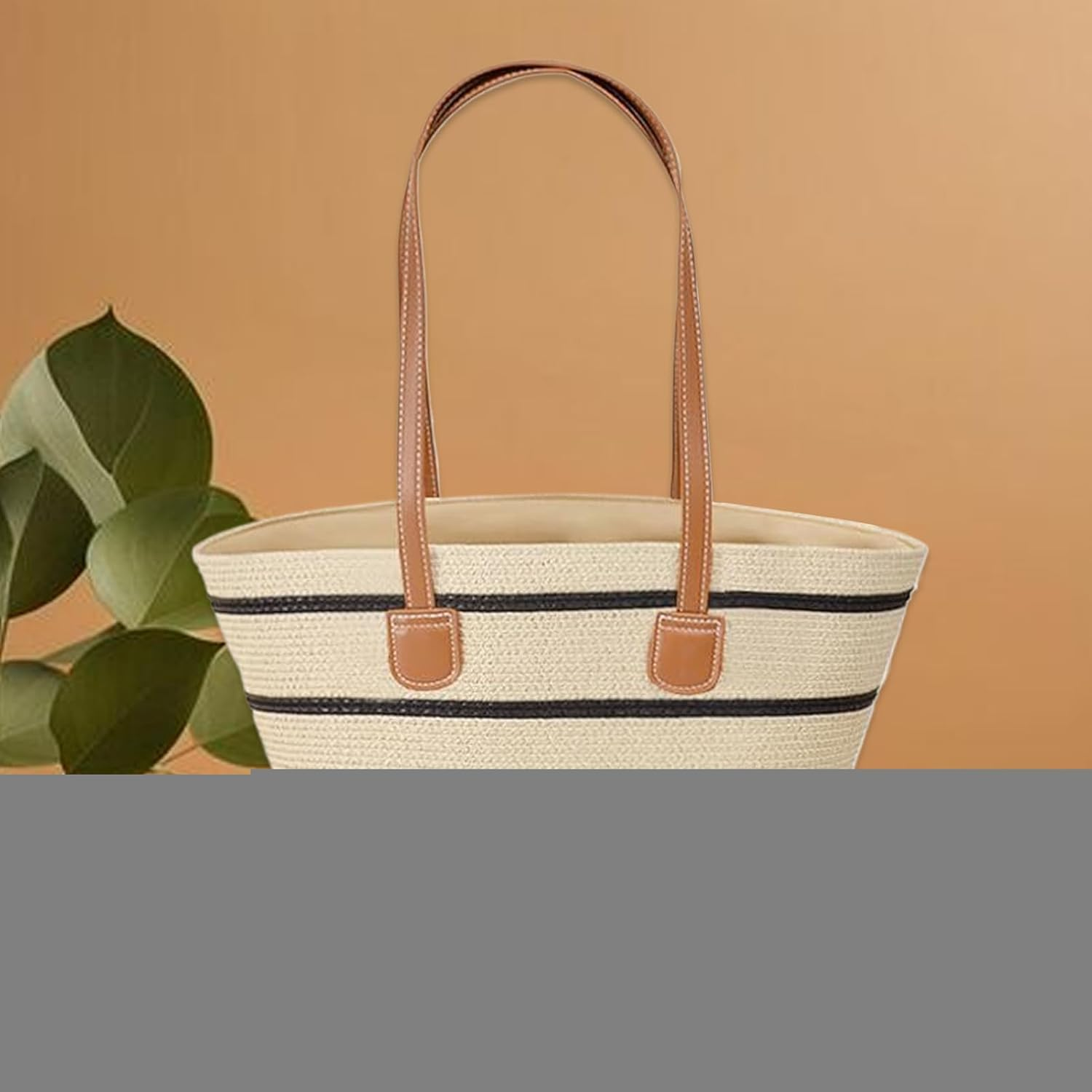 Gen&eacute;rico Straw Bags for Women | Woven Beach Wallet Shoulder Bag,Boho Style Travel Toiletry Bag for Work Shopping Vacation Cruise image number 6