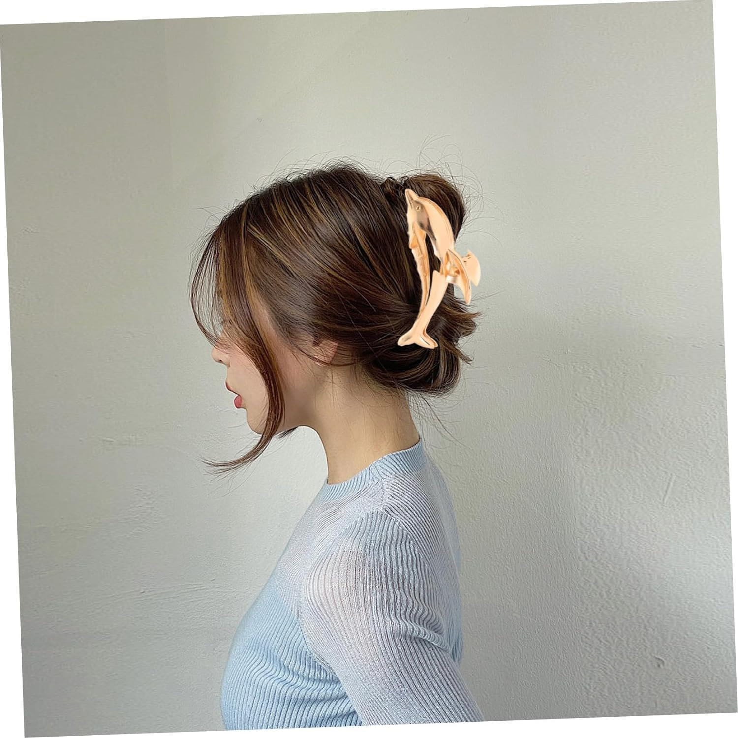 Outanaya 2Pcs Dolphin Hair Clips Stylish Large Hair Clamp for for Parties Weddings and Everyday Use Matte Finish image number 2