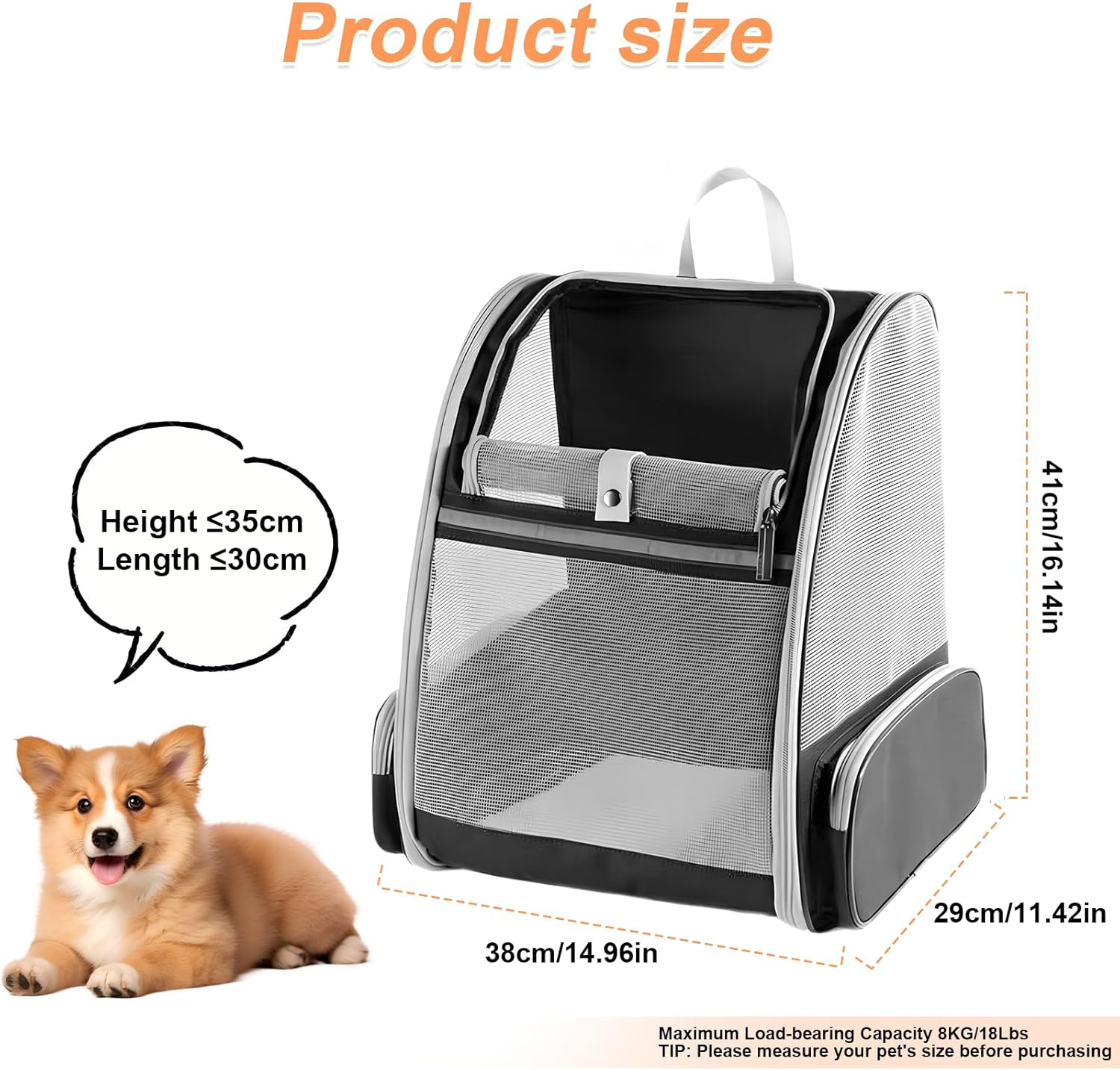 Cat Carrier Backpack, Pet Carrier Backpack for Small Pet Cat Dog Puppy Kitten, Dog Backpack Mesh Cat Bag Breathable Pet Carrier Bag for Hiking Travel Outdoor Walking