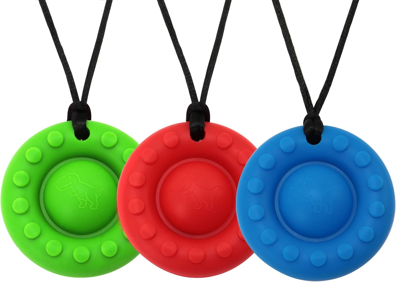 Panny & Mody Sensory Chew Necklaces(3 Pack), round Silicone Pop Pendant Chewable Jewellery, Reduce Chewing Biting Fidgeting for Autistic, ADHD, SPD, Oral Motor Children, Kids, Boys and Girls image number 6
