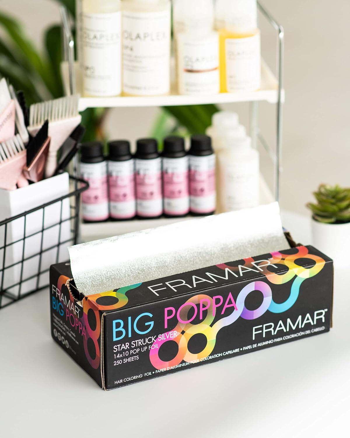 Framar Big Poppa Star Struck Silver Pop up Hair Foil, Aluminum Foil Sheets, Hair Foils for Highlighting - 250 Foil Sheets 10X14 Inches - Checkered image number 6