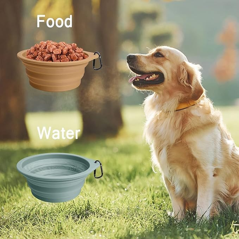 2 Pack Foldable Pet Travel Bowls (600Ml), 100% Food Grade Silicone One-Piece Molding, No Plastic Edge, Buckle Portable Pet Feeding and Drinking Tray, Suitable for Outdoor, BPA Free image number 3