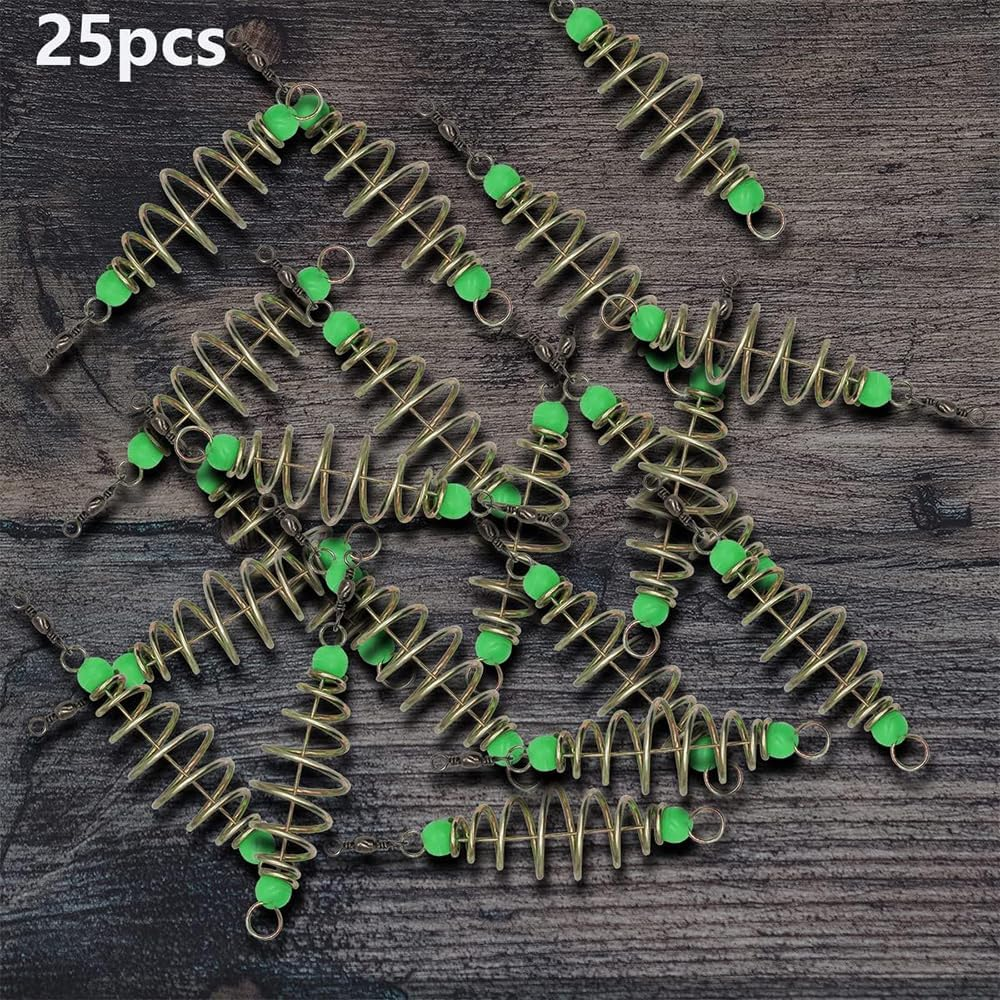 25PCS Fishing Feeder Bait Cage,Olive Shape Spring Fishing Bait Cage Holder Fishing Accessories Lure Feeder Carp Lure Fish with Pendant Bead image number 5