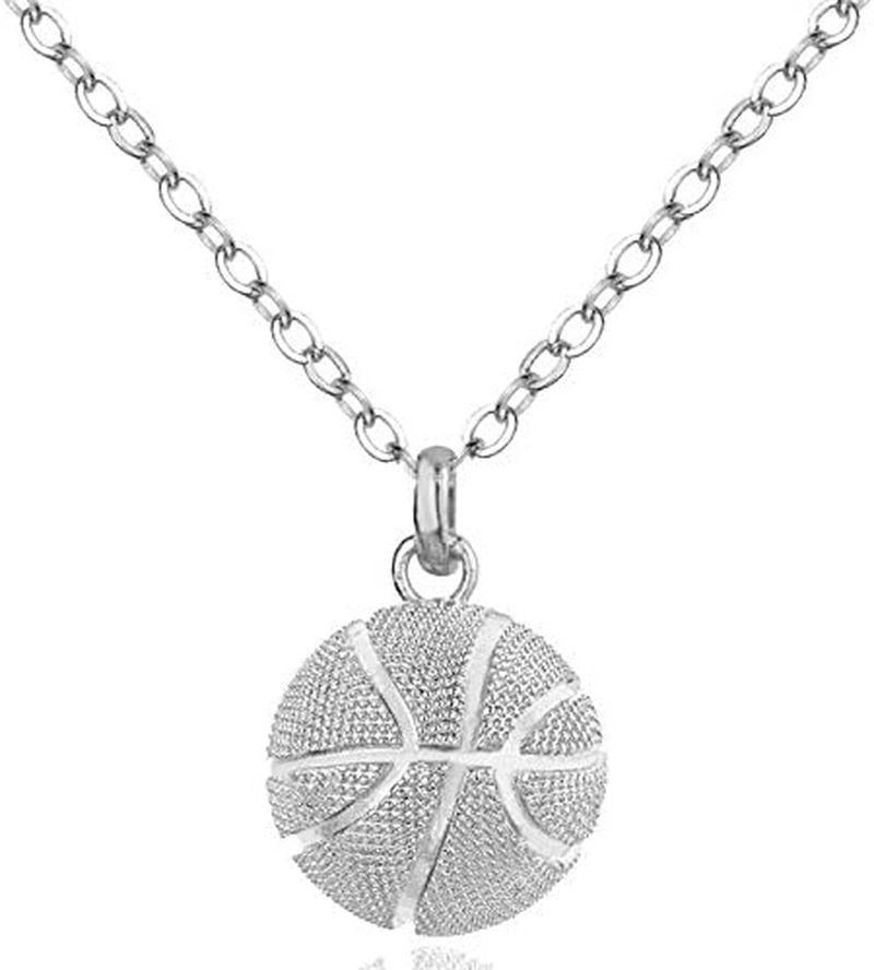 Basketball Necklaces Gifts for Boys Girls Gold Silver Basketball Pendant Necklace for Women Men Christmas Birthday Gifts for Son Niece Basketball Player Coaches Gifts for Girls Boy image number 3