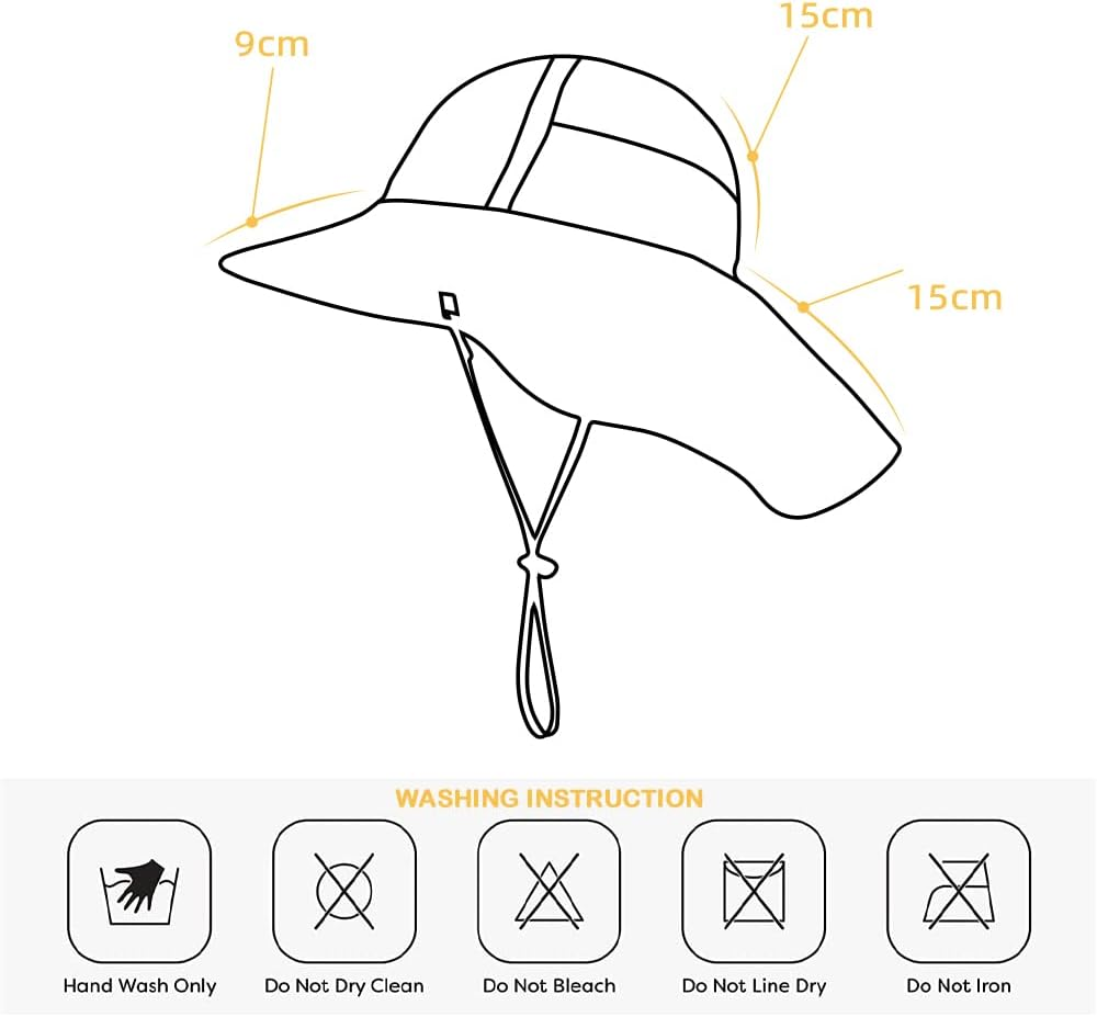 Kids Girls Boys Ausgear Sun Hat Wide Brim UPF50+ Beach Hats Mesh Cap with Neck Flap for Baby Toddler Outdoors image number 5