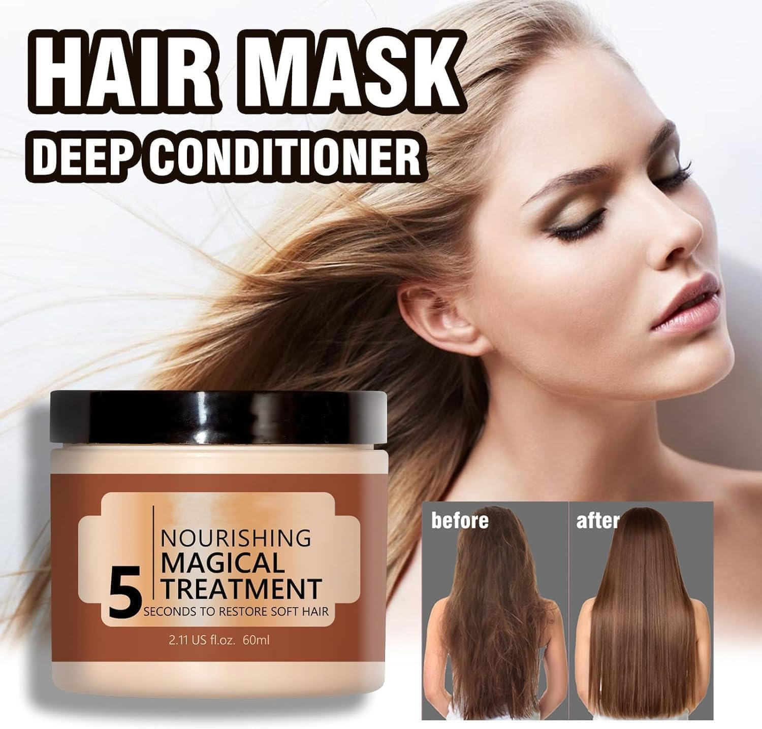 Vikada Nourishing 5 Magical Treatment Hair Mask, Hair Straightener Mask with Deep Repair Collagen, Nourishing Moisturizing Hair Cream, Deep Conditioning Hair Mask for Dry Damaged Hair (3PCS) image number 5