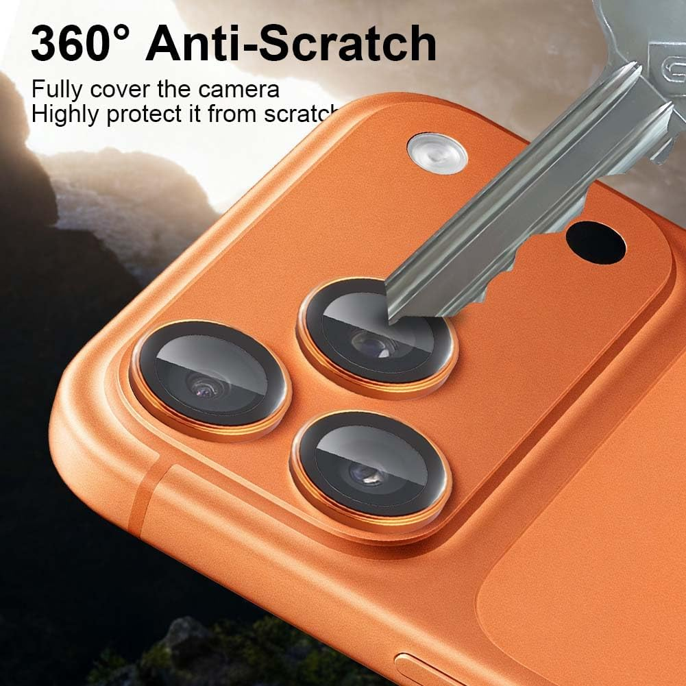 AOOSU 17 Pro Max/17 Pro Camera Lens Protector - 3 Pack [Top 9H+ Thin Tempered Glass] HD Invisible Tempered Glass Protectors Scratch Resistant Fit Camera,Does Not Affect Night Shots, Orange - 17 Pro Integrated Lens Screen Protector image number 3