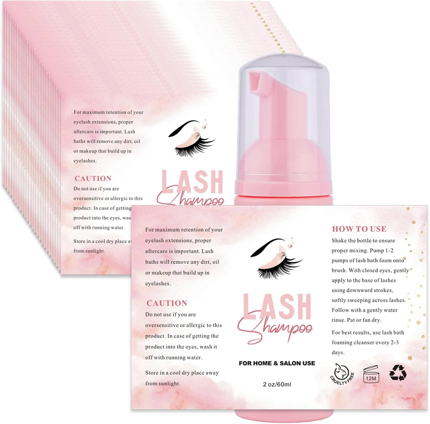 50Pcs Lash Shampoo Label Stickers for Bottle (B) image number 4