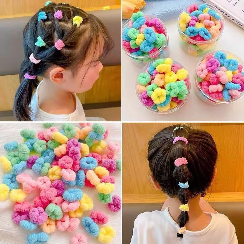 4 Textures Baby Hair Ties Seamless, Seamless Cotton Toddler Hair Ties,Seamless Cotton Ponytail Holders for Kids, Women,0.8In Soft & Stretchy Hair Bands, No Damage, Easy off Tiny Scrunchies(300Pcs) image number 5