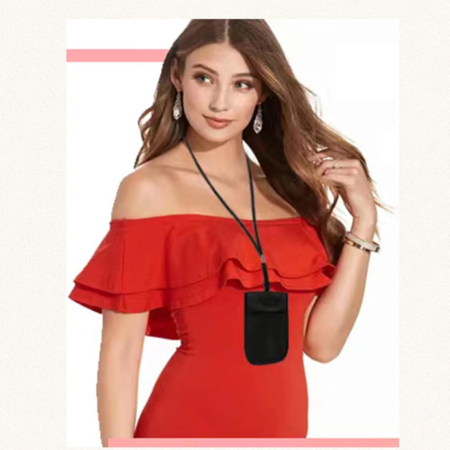 Travel Bra Purse for Women, Bra Bag, Undercover Hidden Bra Purse, Anti-Theft Bra Wallet with Adjustable Elastic Band, Hidden Stash Pocket Purse for Travel and Sports, Black, / image number 6