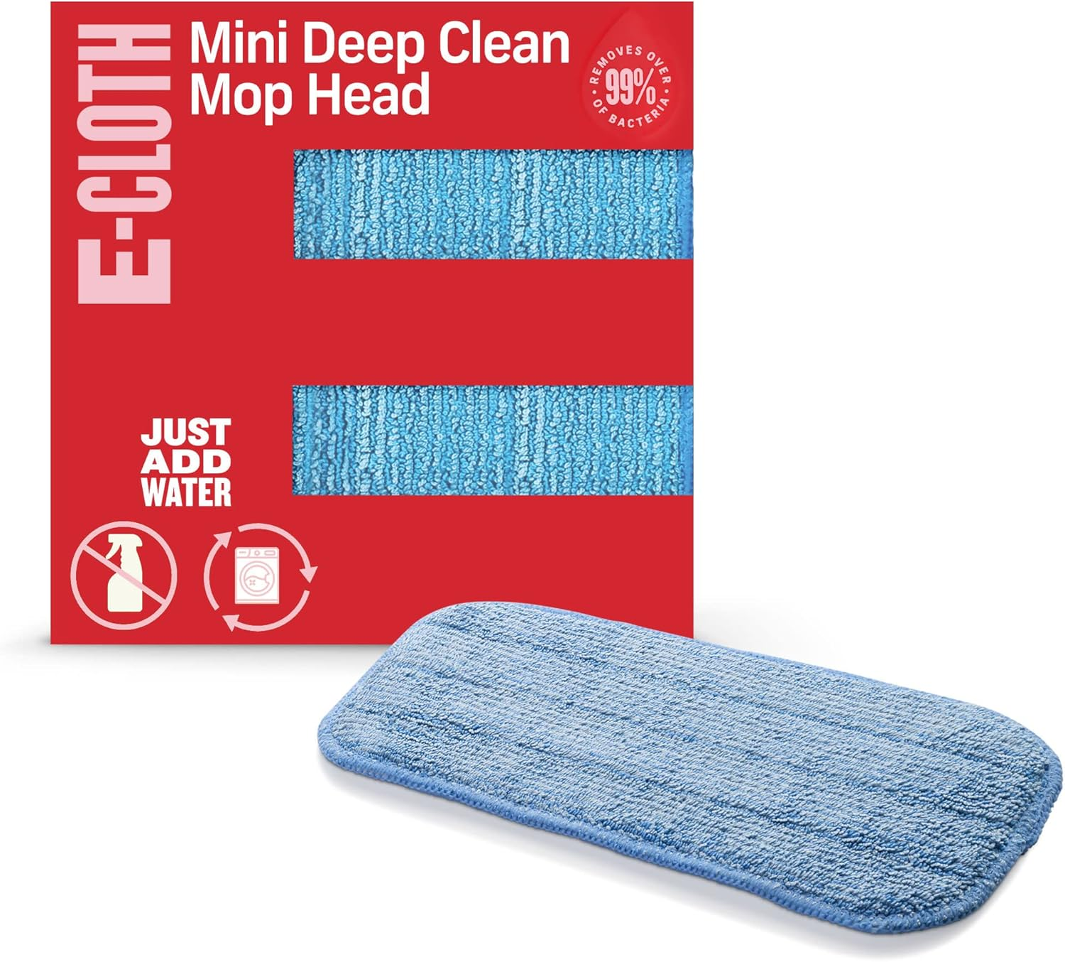 E-Cloth Mini Deep Clean Mop Head, Microfiber Mop Head Replacement for Floor Cleaning, Great for Hardwood, Laminate, Tile and Stone Flooring, Washable and Reusable, 100 Wash Guarantee, 1 Count image number 1