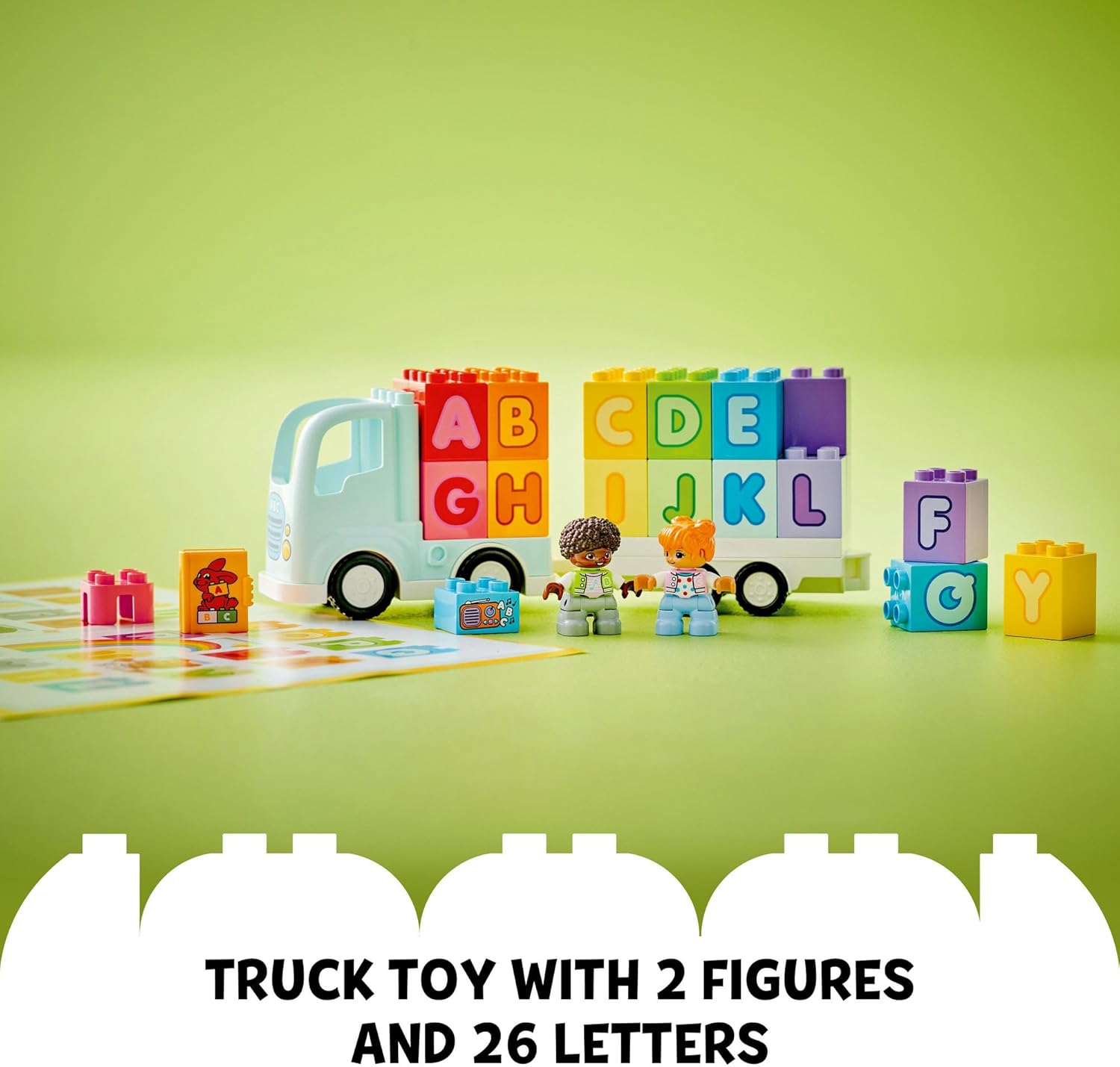 LEGO DUPLO Town Alphabet Truck Toy, Toddler Learning Toy for 2 plus Year Old Boys & Girls, Vehicle Construction Set with ABC Bricks and 2 Figures, Educational Kids' & Baby Toy 10421