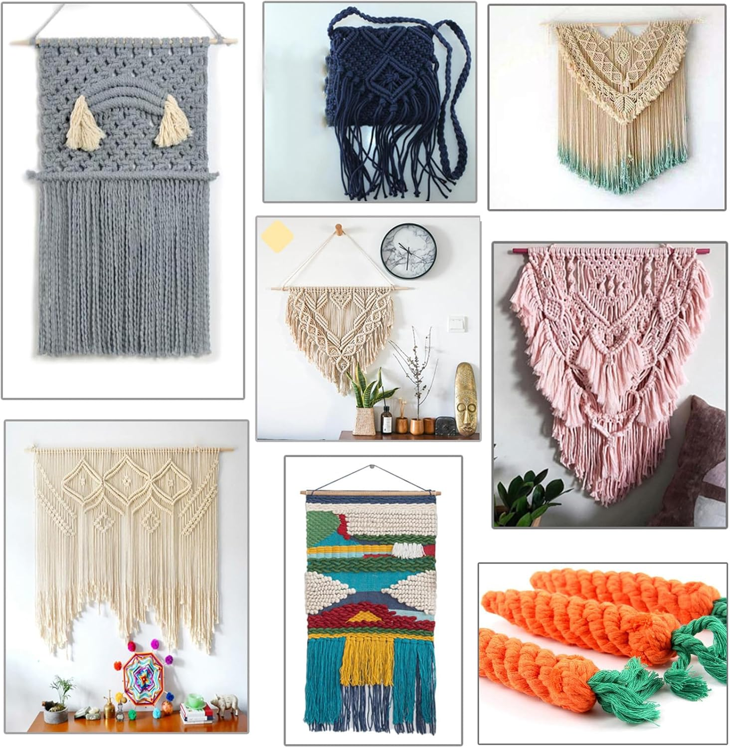 ZEAYEA 15 Rolls Macrame Cord, 3Mm X 480 Yards Natural Cotton Macrame Rope, 4-Strand Twisted Soft Cotton Twine String Cord for Artworks, Wall Hanging, Plant Hangers, Crafts, Knitting, 15 Colors image number 1