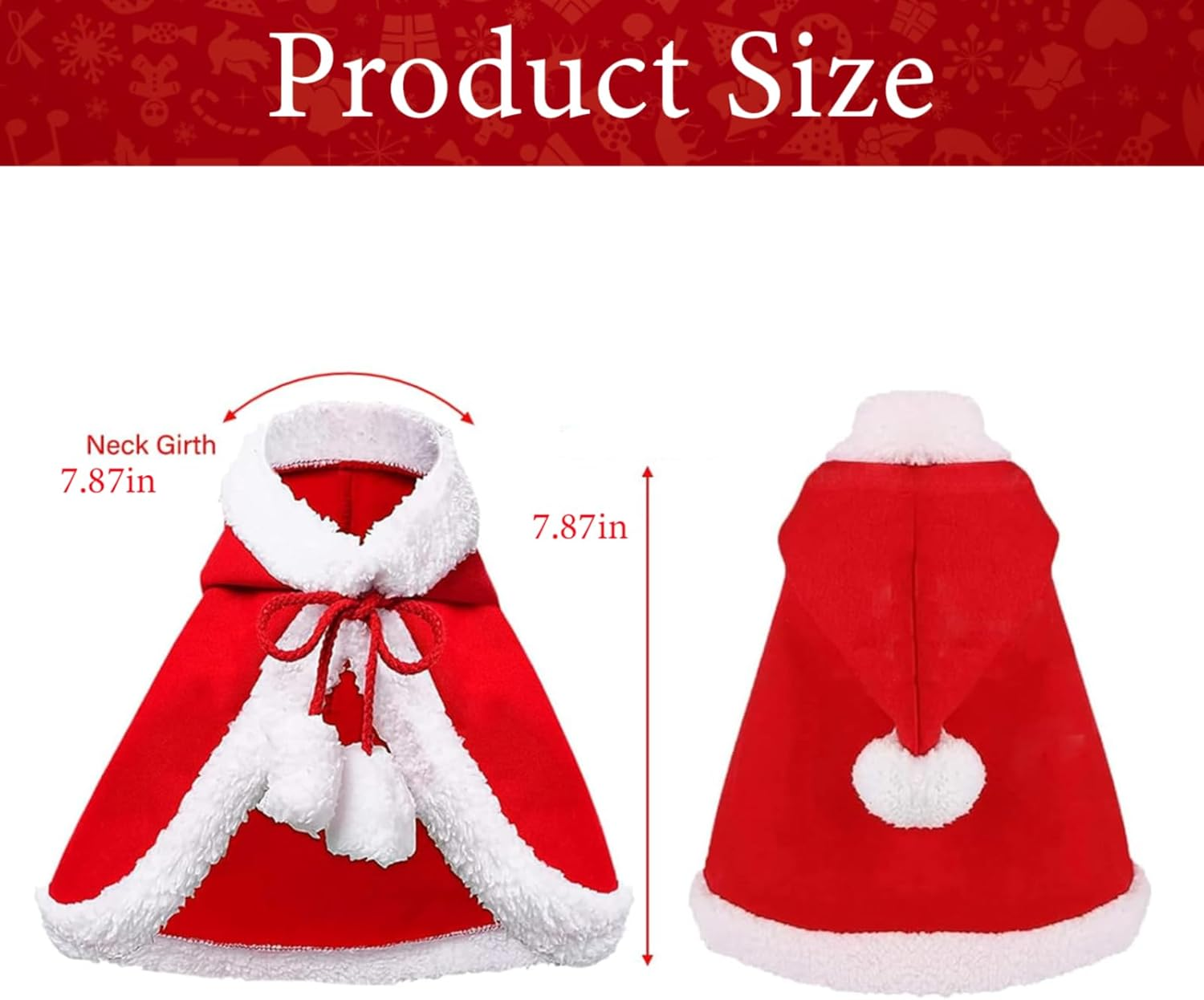 Cat Costume Christmas Costume Cats Dog Costume Red Plush Warm Christmas Clothing Pet Christmas Hat Adjustable Cape Christmas Party Winter Outfit image number 2