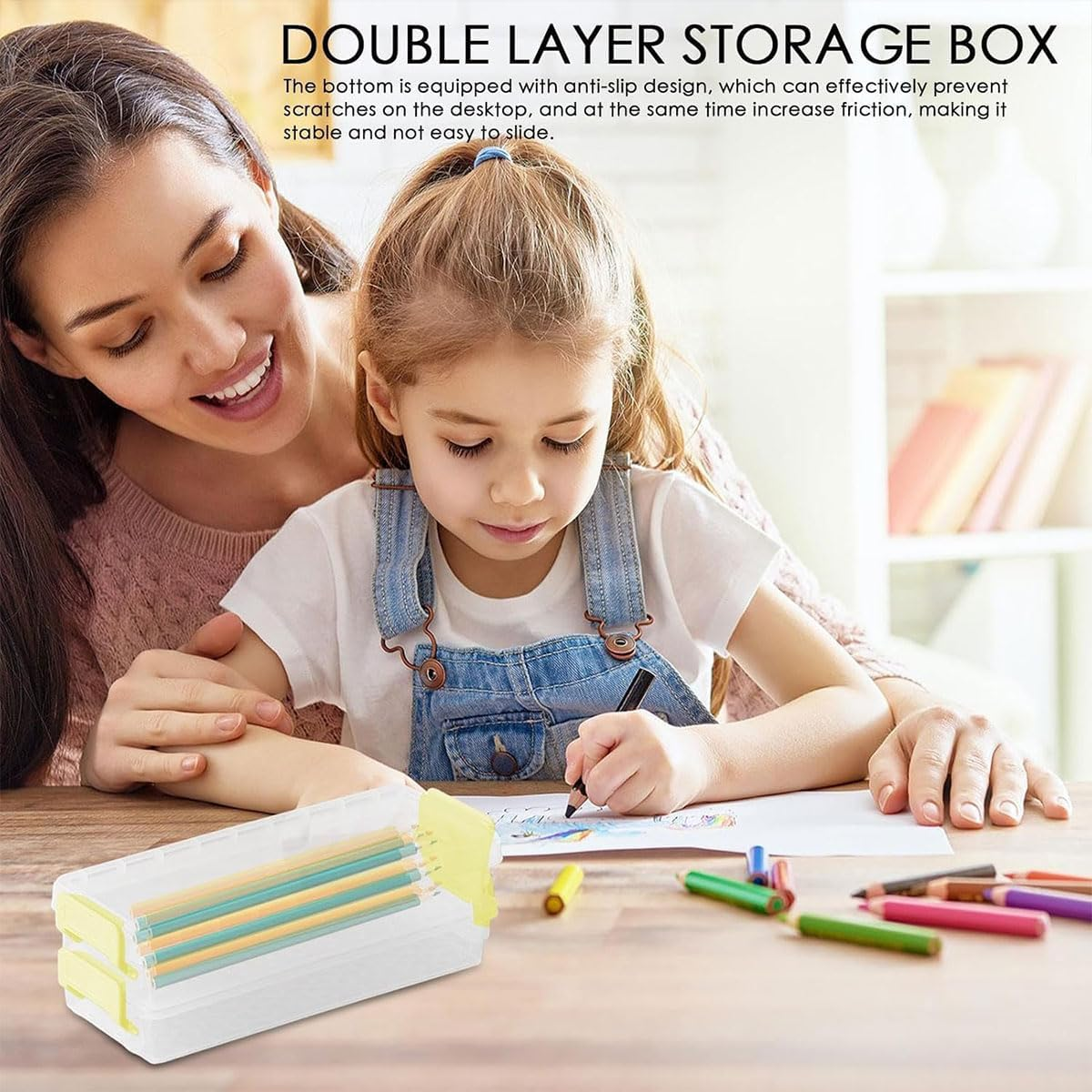 AIMALL 3PCS 2 Layer Versatile Clear Plastic Desktop Organizer Box for Cosmetics, Brushes, and Stationery, Multifunctional with Adjustable Compartments, Ideal for Home and Office Use image number 2