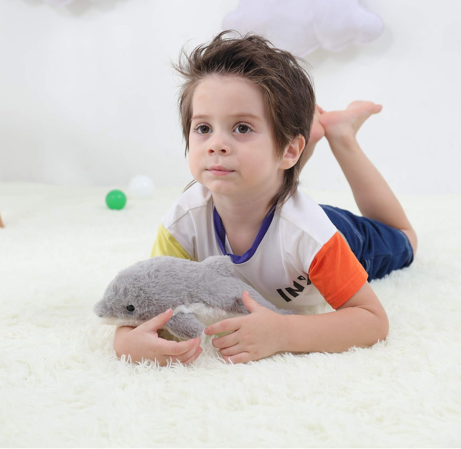 Apricot Lamb Ocean Stuffed Animals Toys Plush Gray Dolphin Sea Animal Soft Cuddly Perfect for Girls Boys (Gray Dolphin, 12 Inches) image number 3