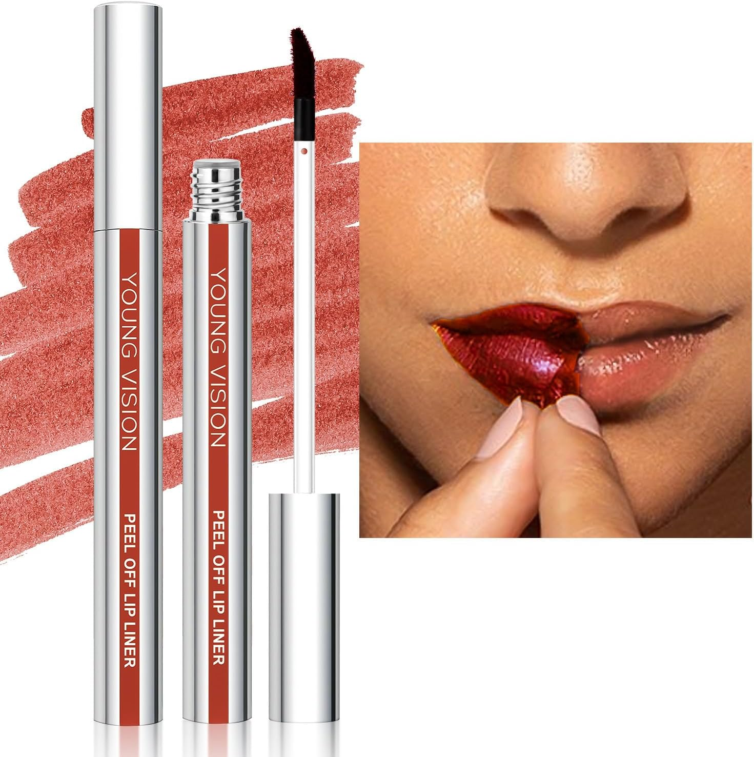 Peel off Lip Stain, Tattoo Magic Color Matte Nude Lip Gloss Lip Tint,Long Lasting Waterproof Peel off Lip Liner,Nonstick Cup Liquid Lipstick Lip Stain for Women Girls (1#, S)