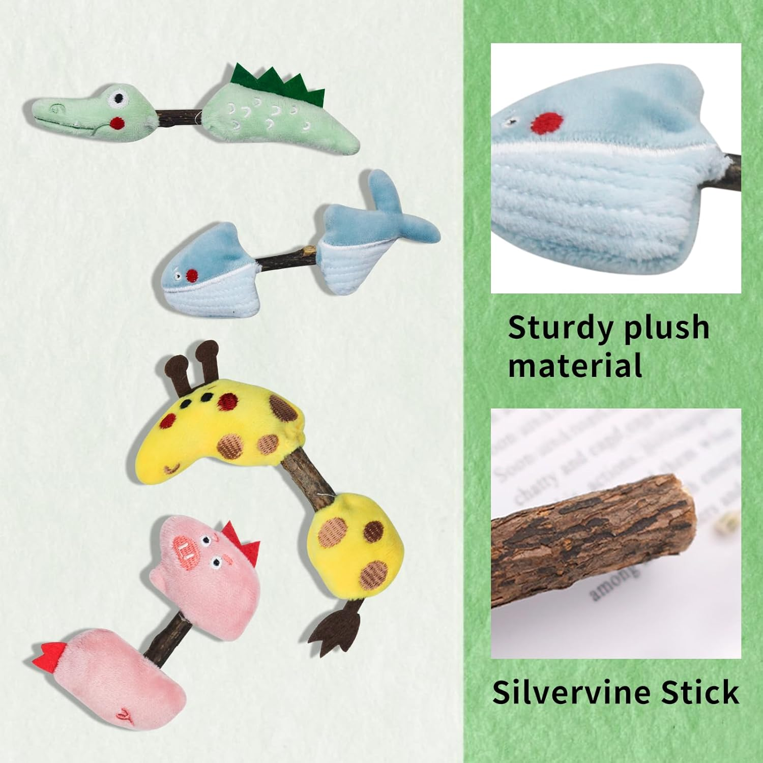 Andiker Silvervine Chew Sticks, 2 Pieces Cat Catnip Sticks with Silvervine Sticks for Indoor Cats, Natural Molar Stick Cat Toy for Cat Teeth Cleaning Chewing (Green + Blue) image number 3