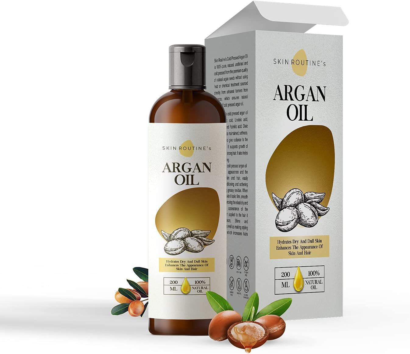 Skin Routine'S Argan Hair Oil for Hair with the Goodness of Pure Argan Oil, Coconut Oil, Olive Oil, Almond Oil, Sesame Oil, Tea Tree Oil, Rosemary Oil and Vitamin E | 200 Ml image number 3