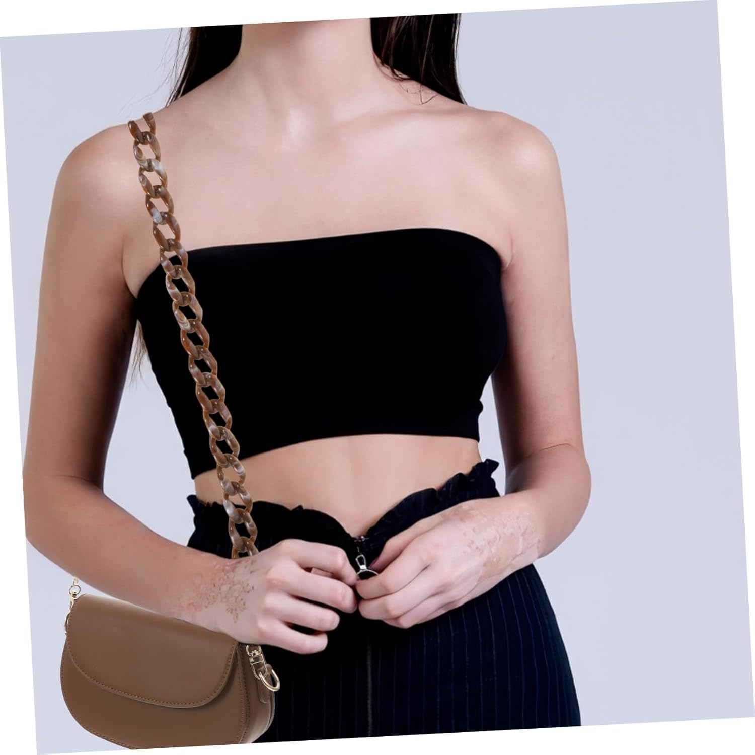 TEHAUX Detachable Handbag Chain Strap 120Cm Coffee Acrylic Fishbone Link Bag Chain Replacement for Shoulder Bags DIY Purse Accessory - Blue image number 4