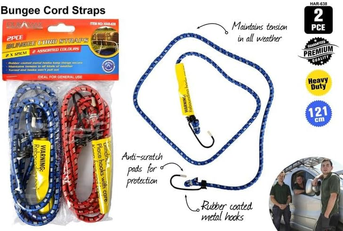 Duramax Bungee Cord 2-Pieces, 121 Cm Size, Assorted