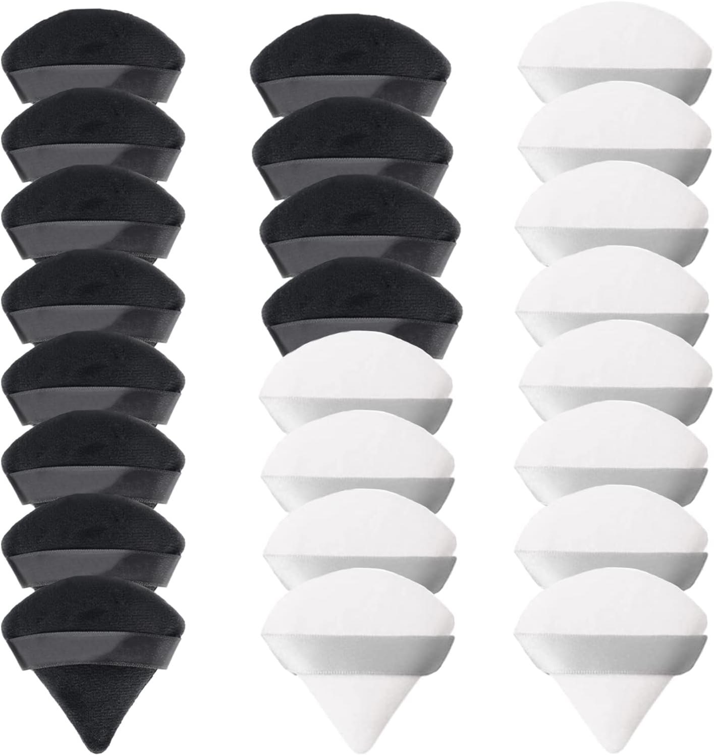 24 Pieces Powder Puff, Triangle Makeup Puff Cotton Powder Face Washable Body Powder Puff for Loose Powder Body Cosmetic Foundation Sponge Makeup Tool (24Black)